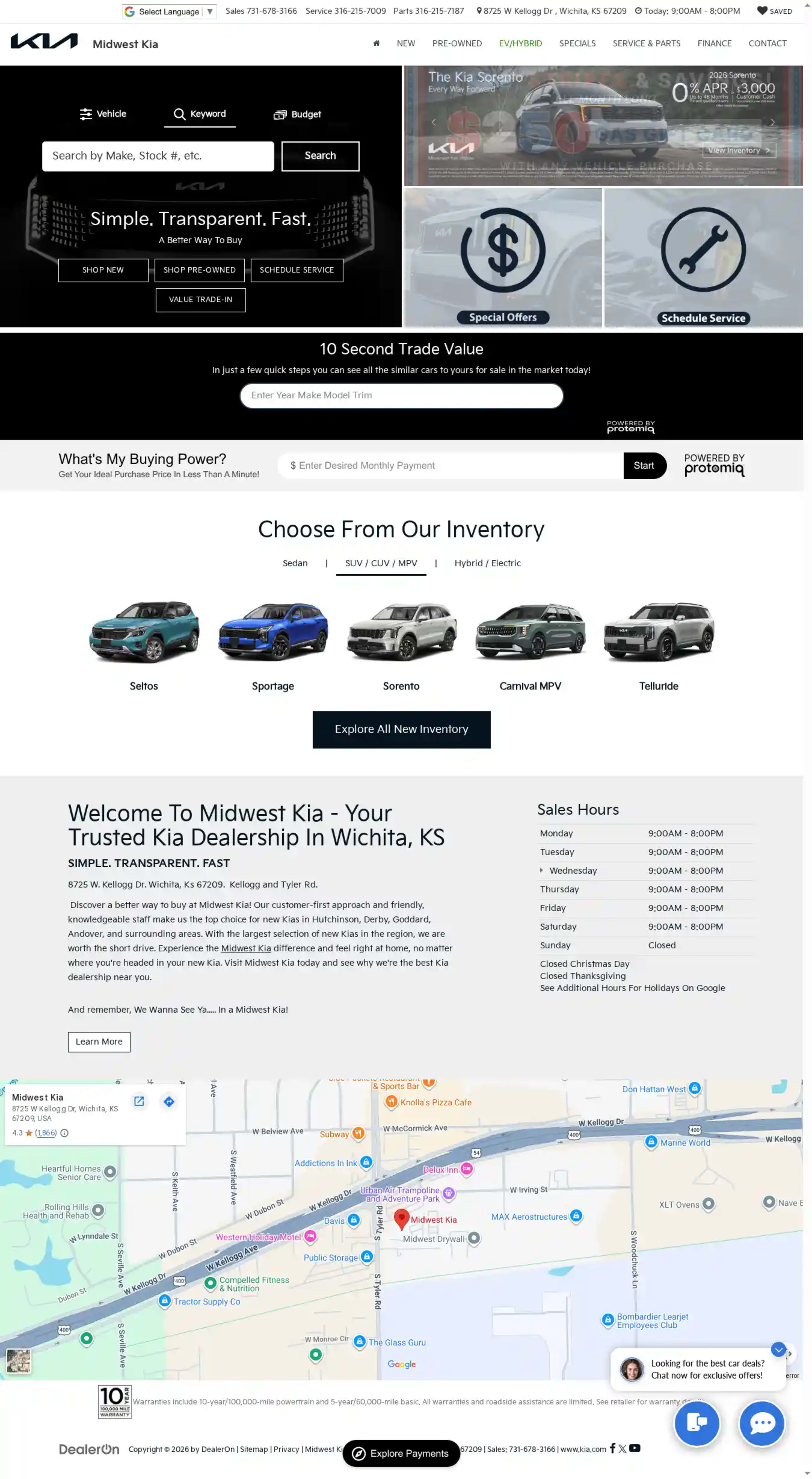 Screenshot of Midwest Kia