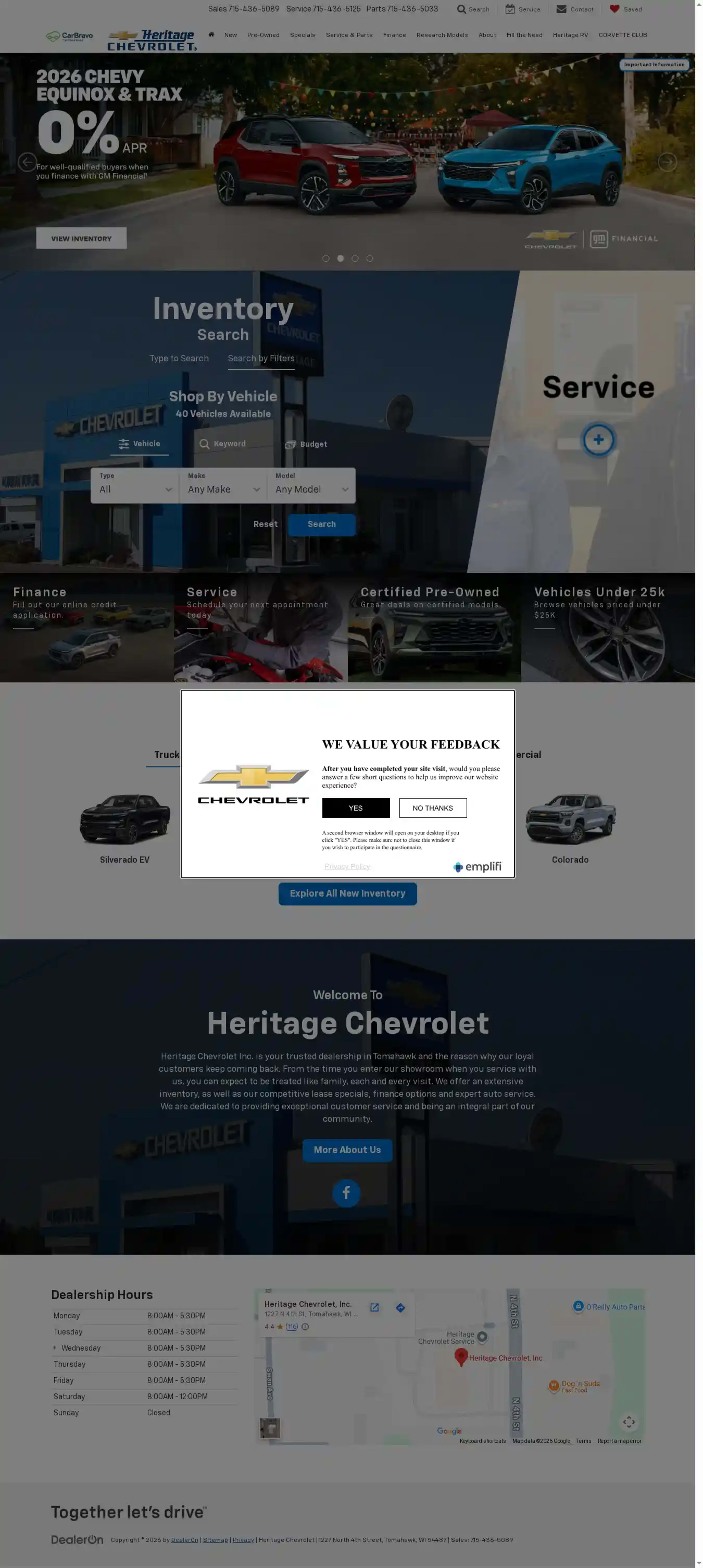 Screenshot of Heritage Chevrolet