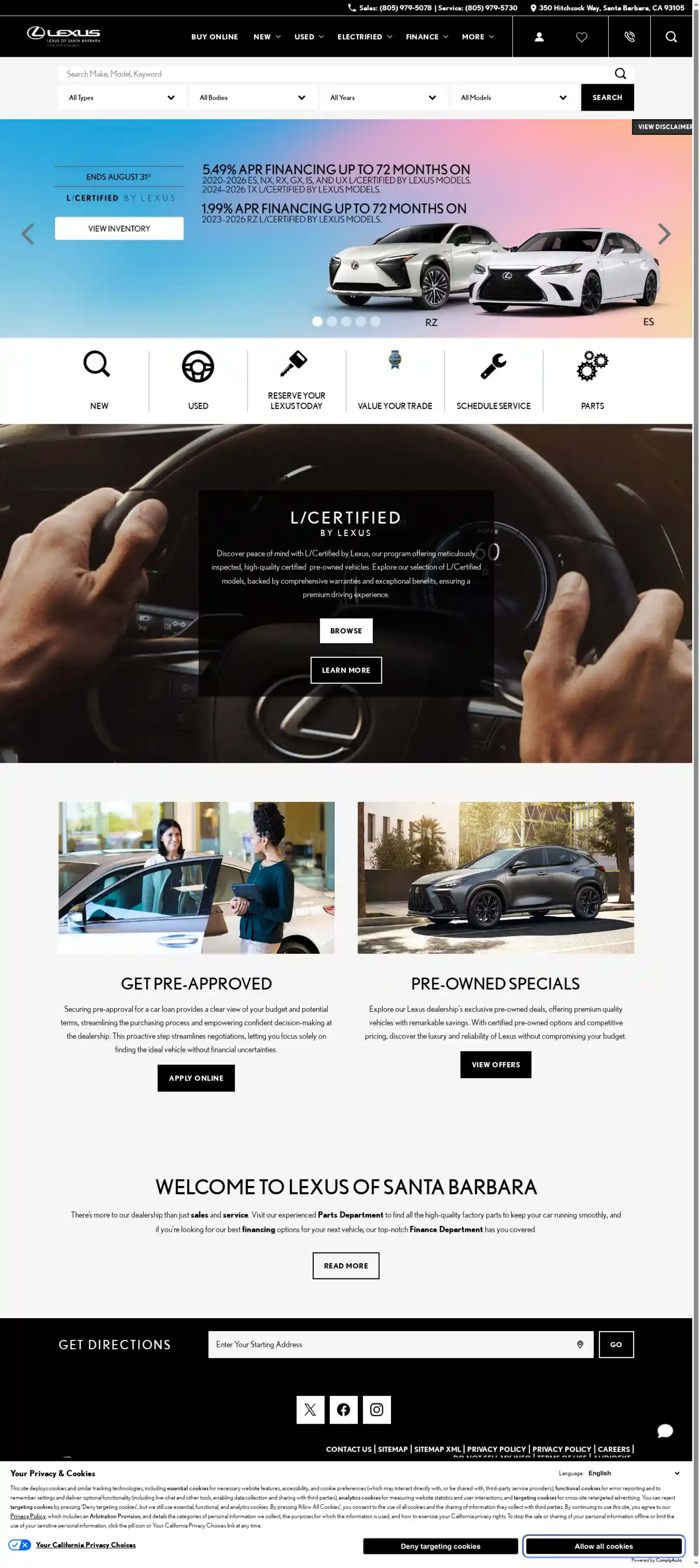 Screenshot of Lexus of Santa Barbara