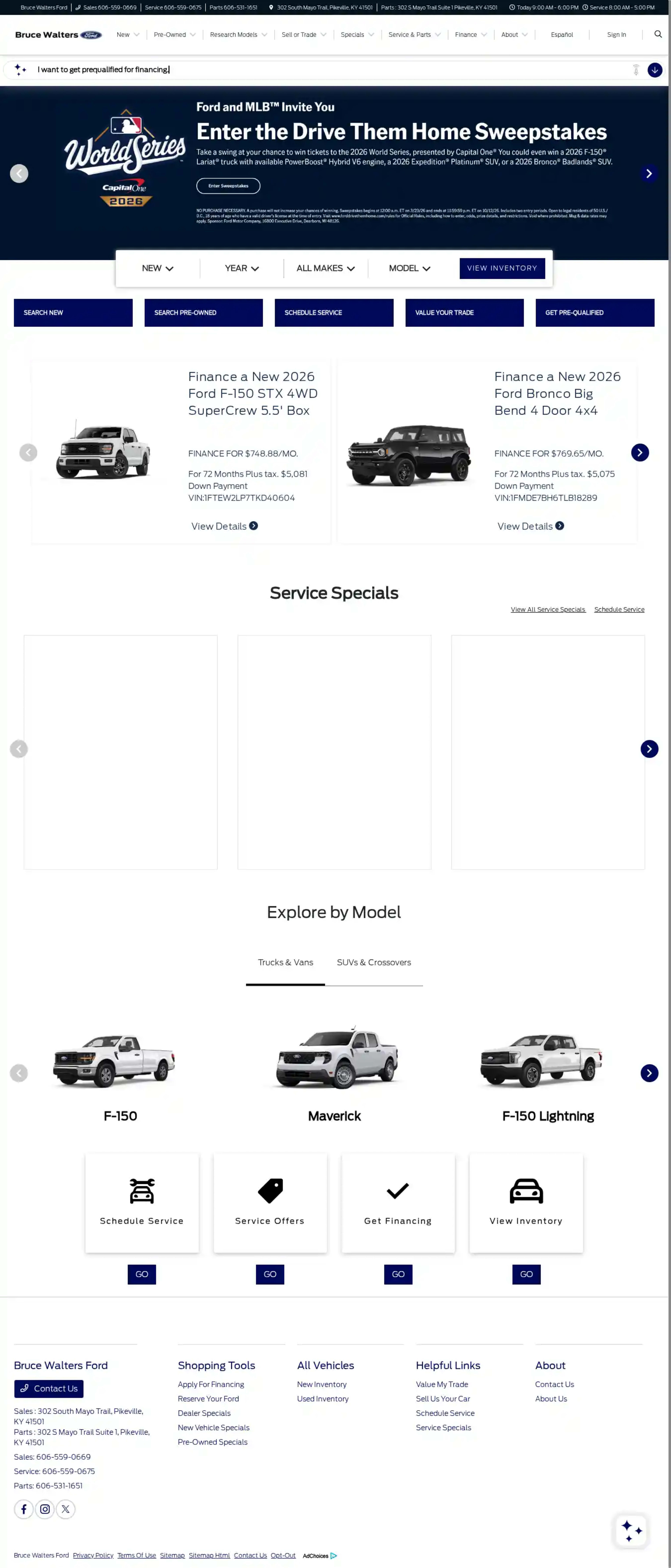 Screenshot of Bruce Walters Ford
