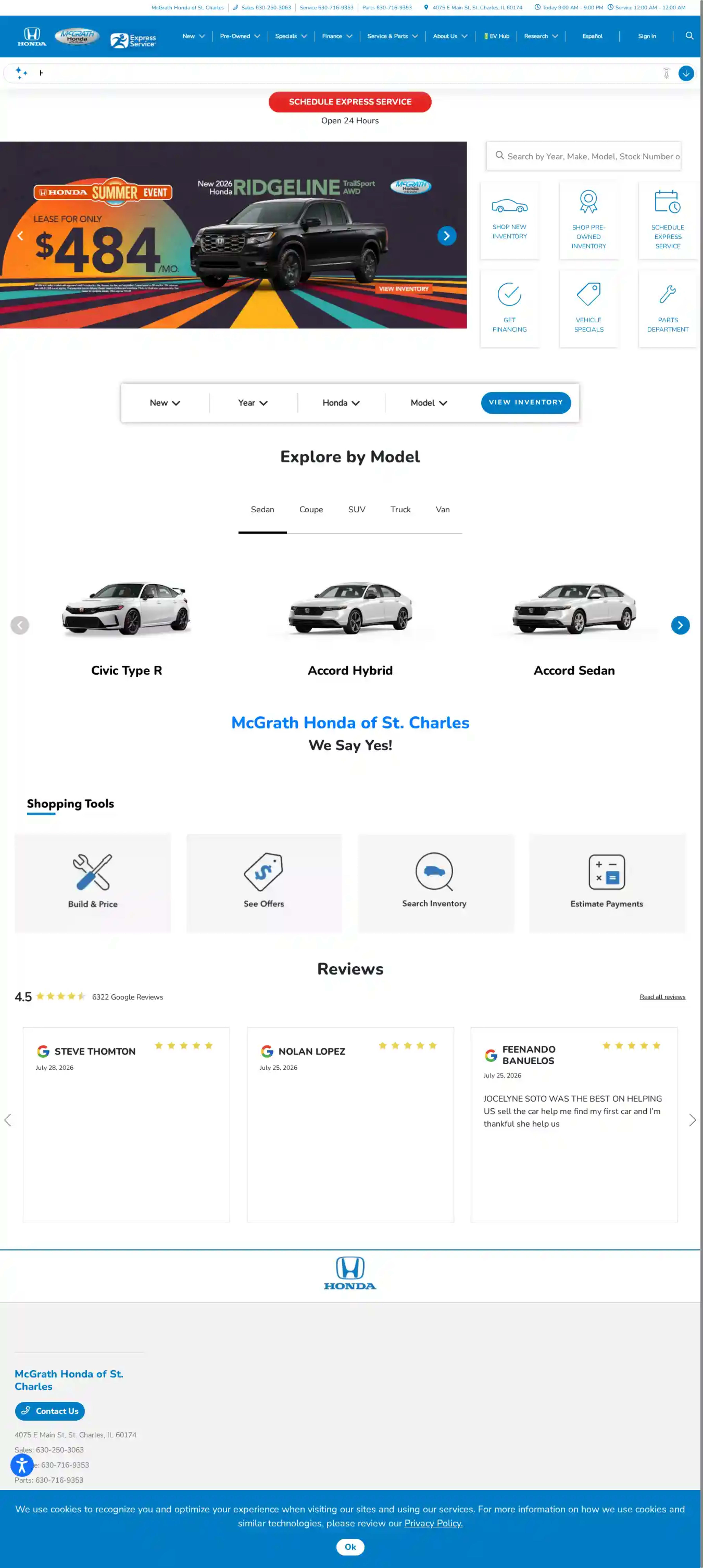 Screenshot of McGrath Honda of St. Charles