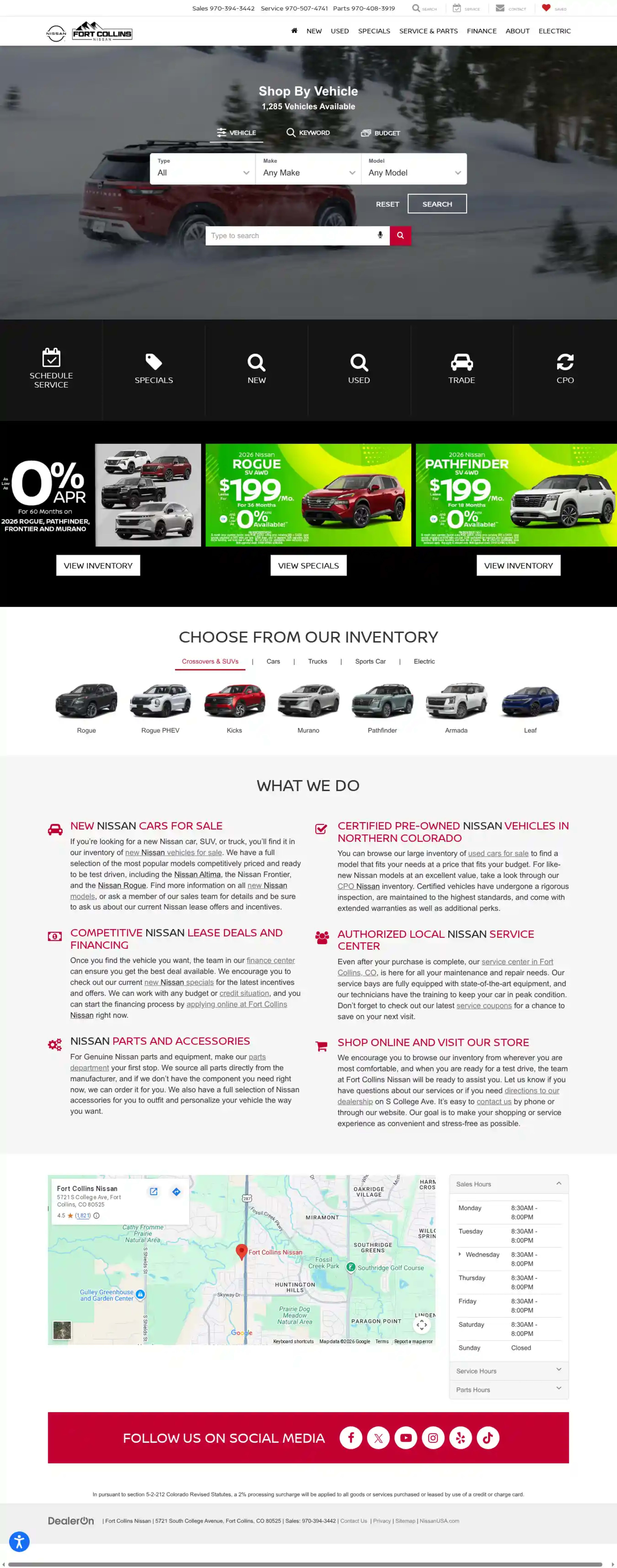 Screenshot of Fort Collins Nissan
