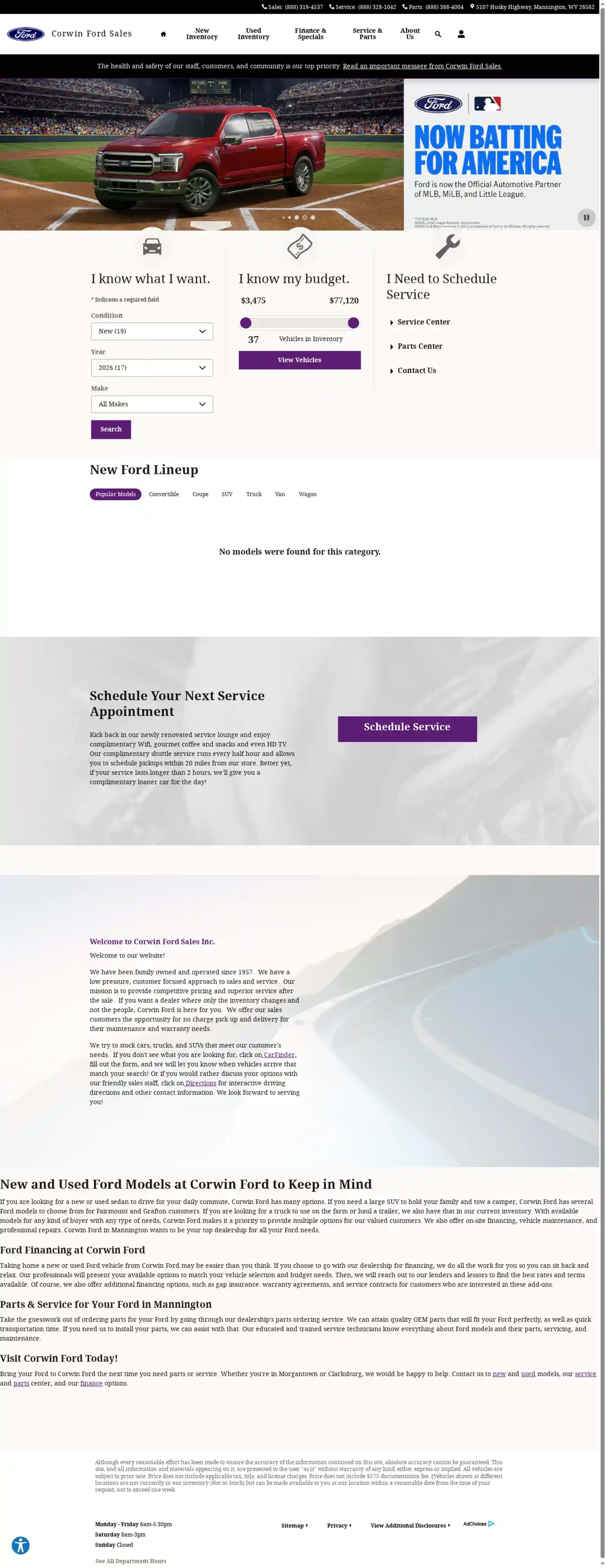 Screenshot of Corwin Ford Sales Inc