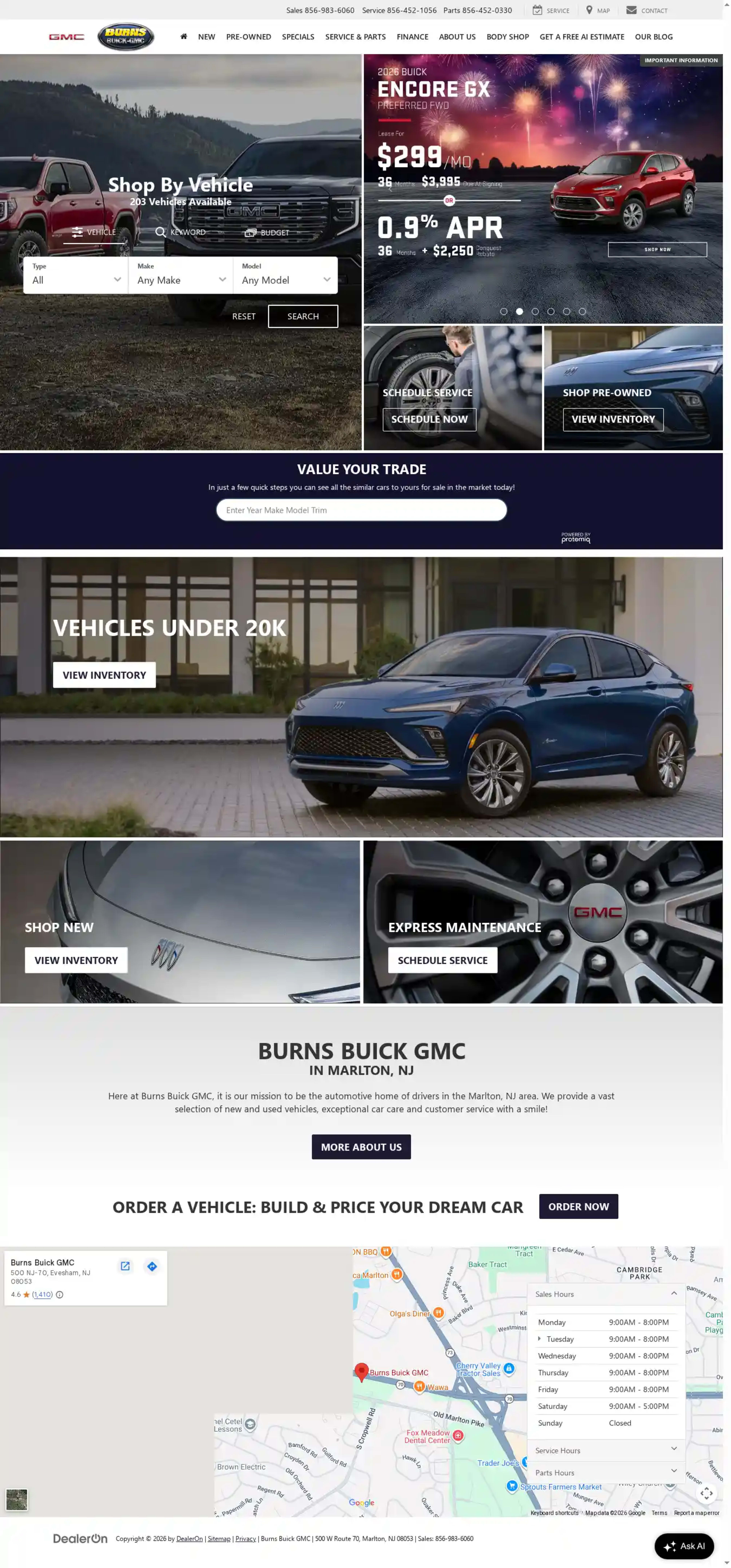 Screenshot of Burns Buick GMC