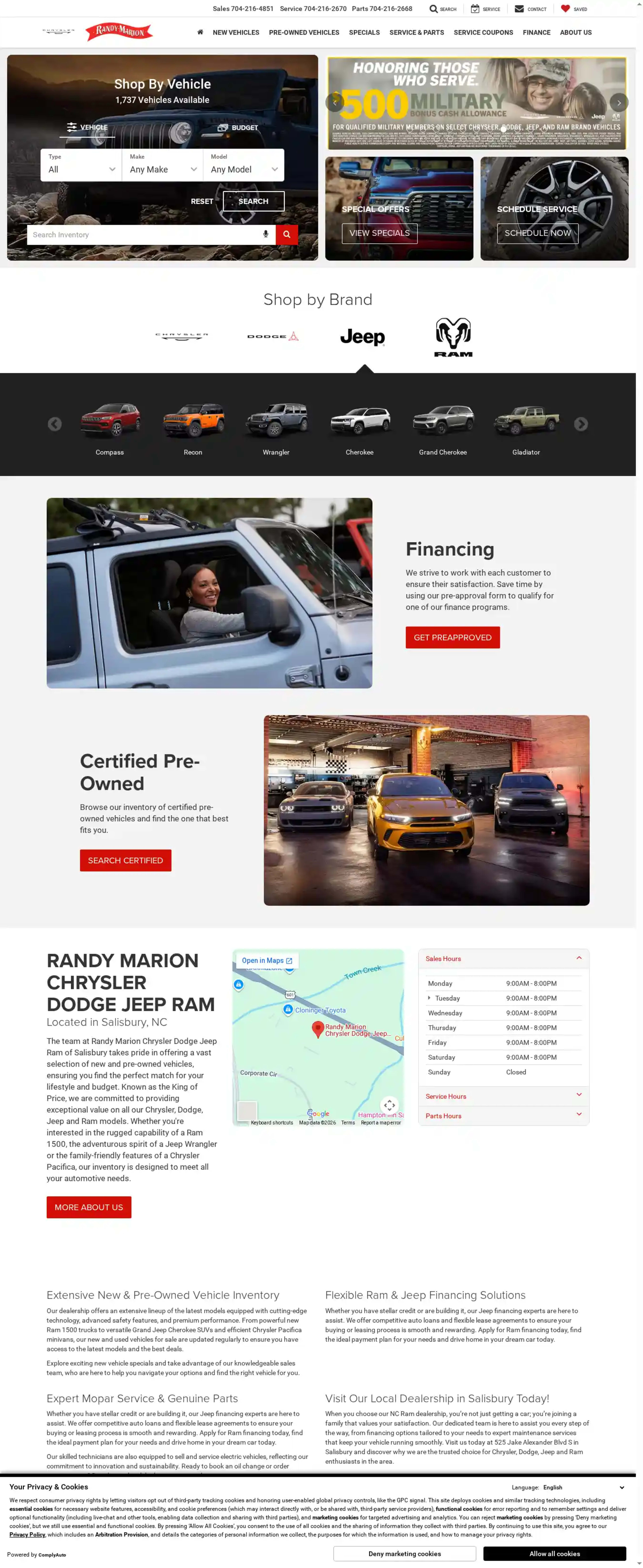 Screenshot of Randy Marion Chrysler Dodge Jeep Ram of Salisbury