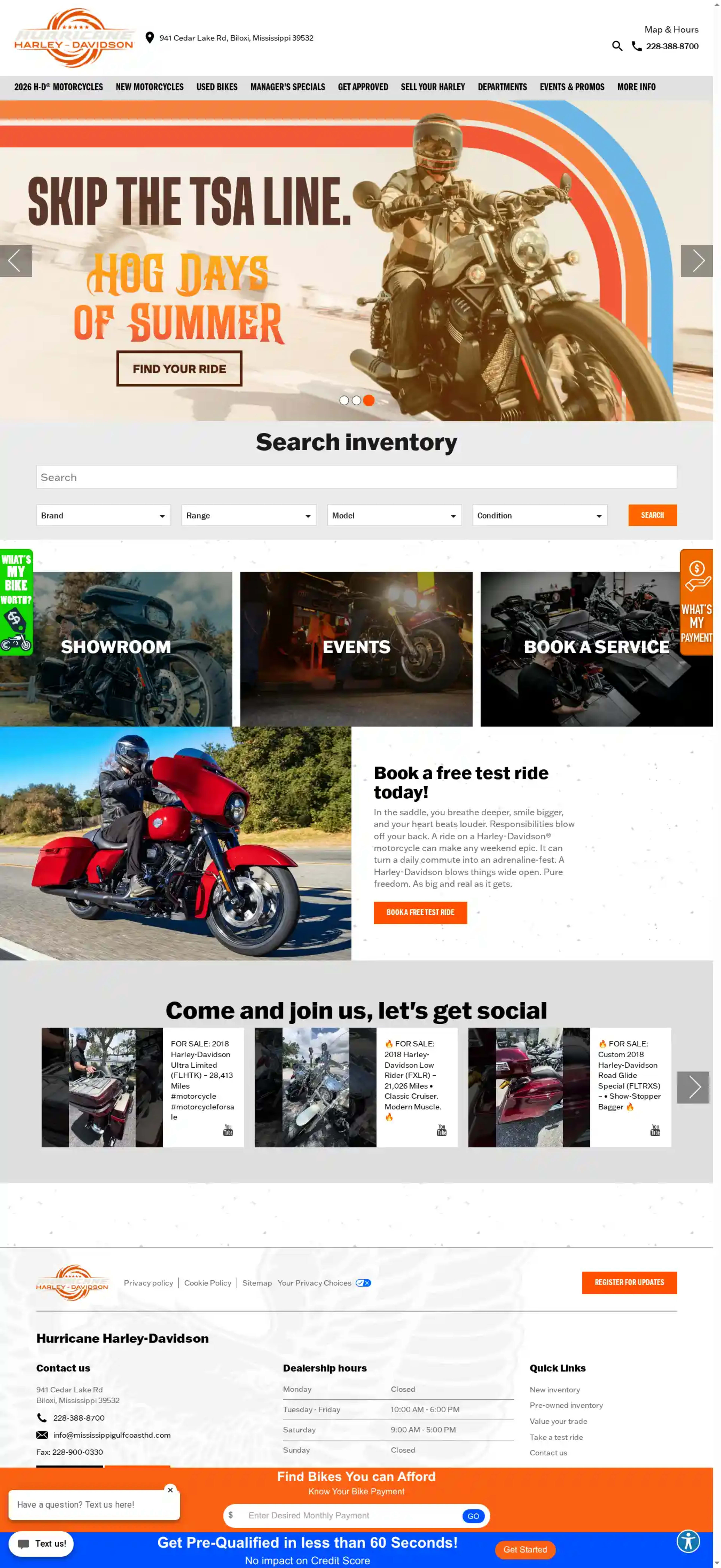 Screenshot of Hurricane Harley-Davidson