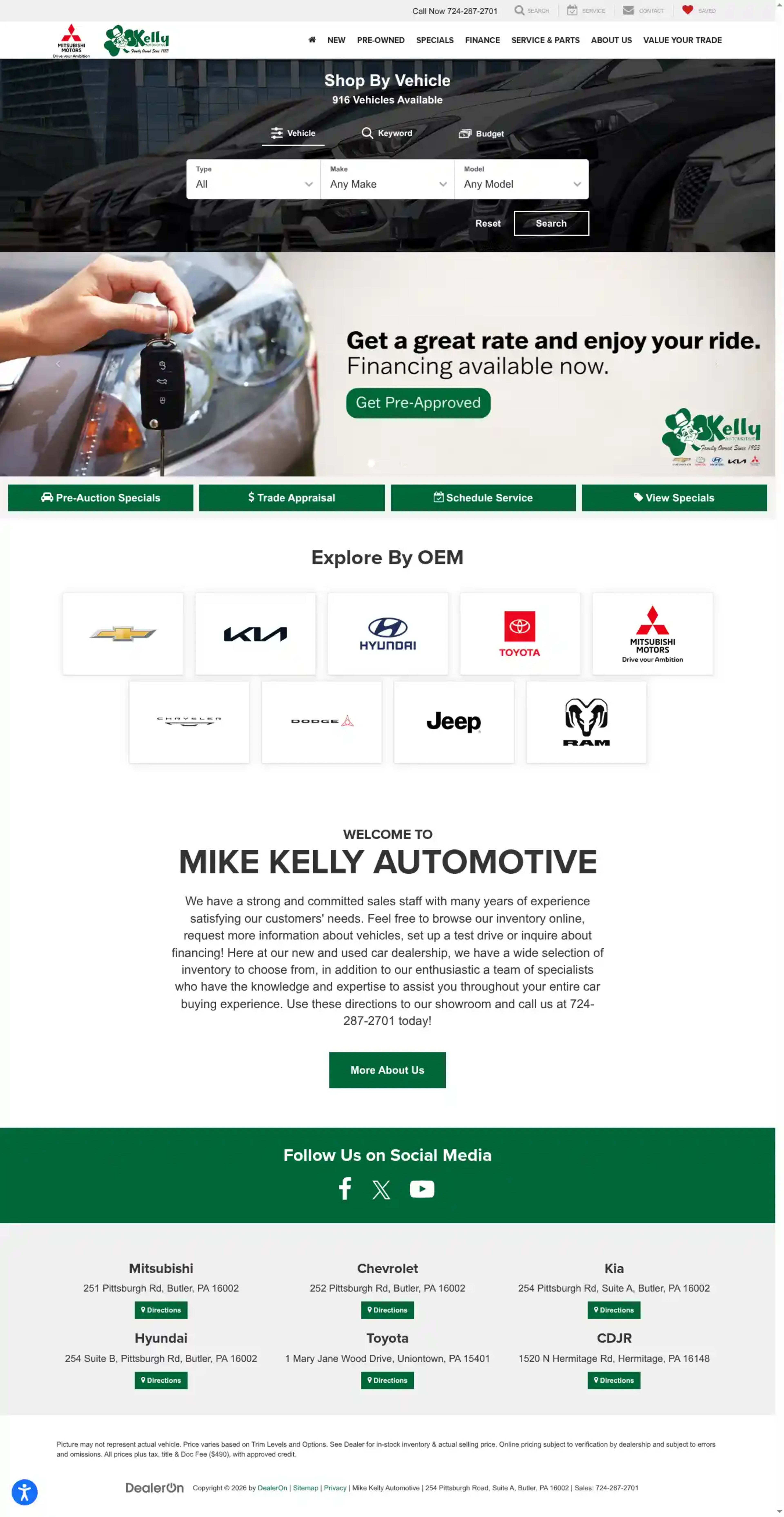 Screenshot of Mike Kelly Kia