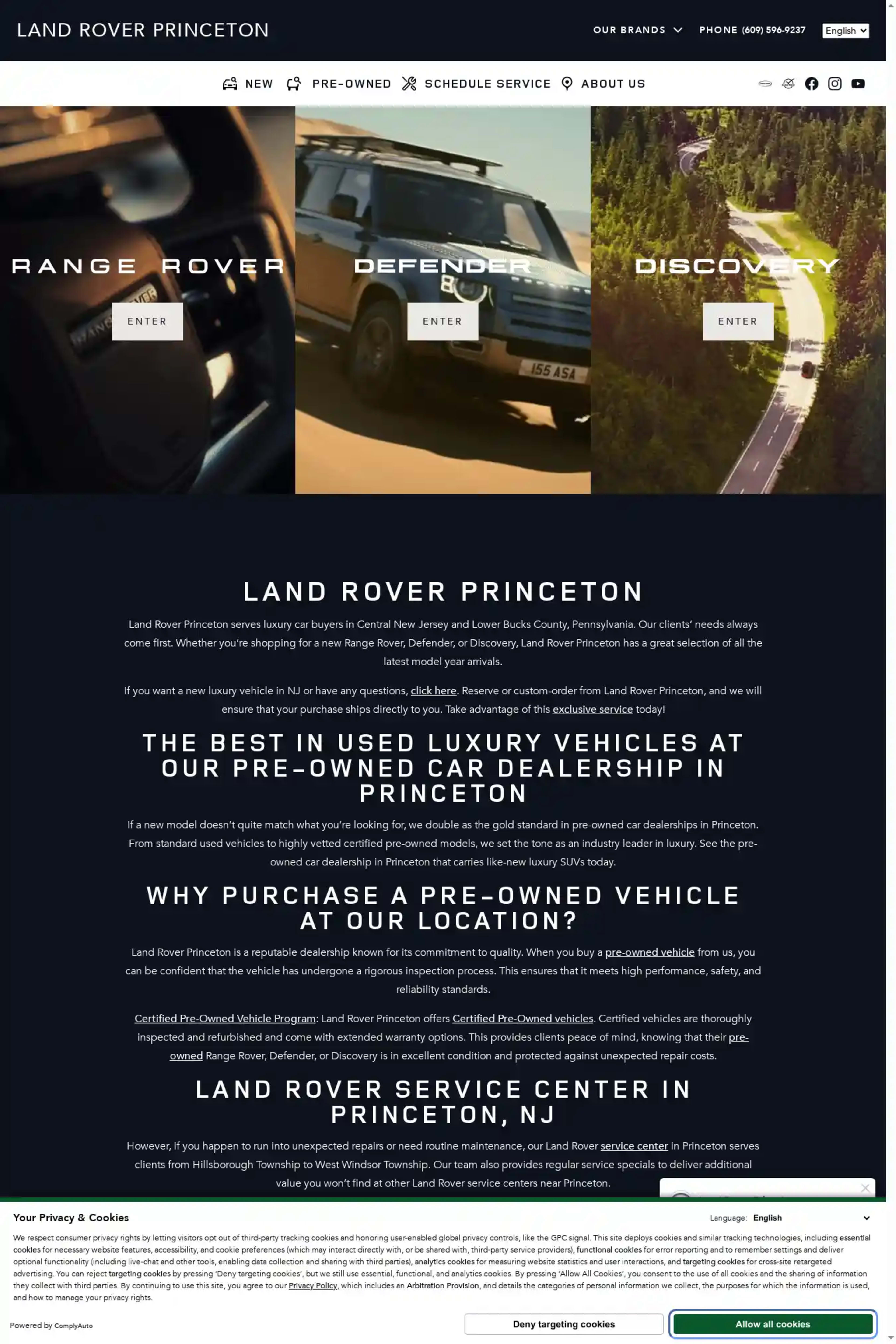 Screenshot of Land Rover Princeton