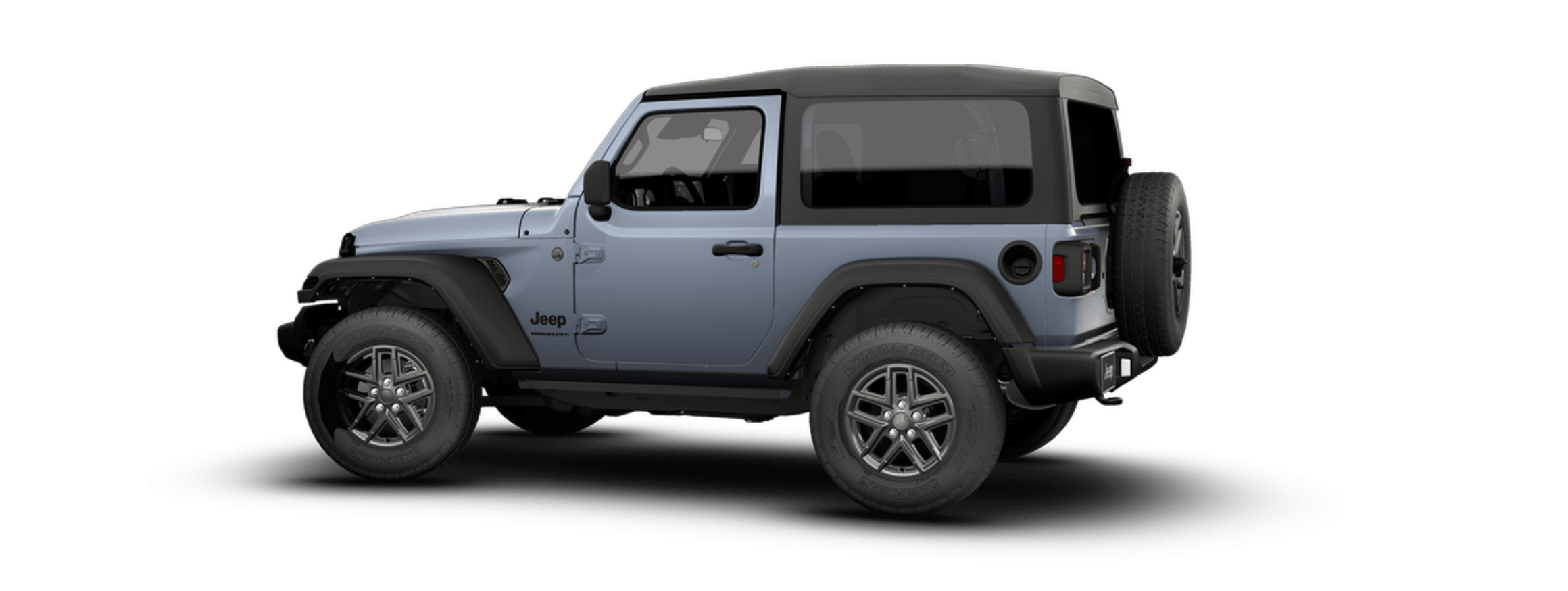 A light blue SUV with a black soft top is positioned against a plain white background.