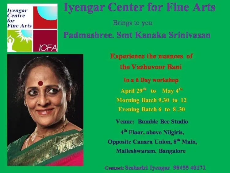 Workshop Series: Padmashree Smt. Kanaka Srinivasan Flyer