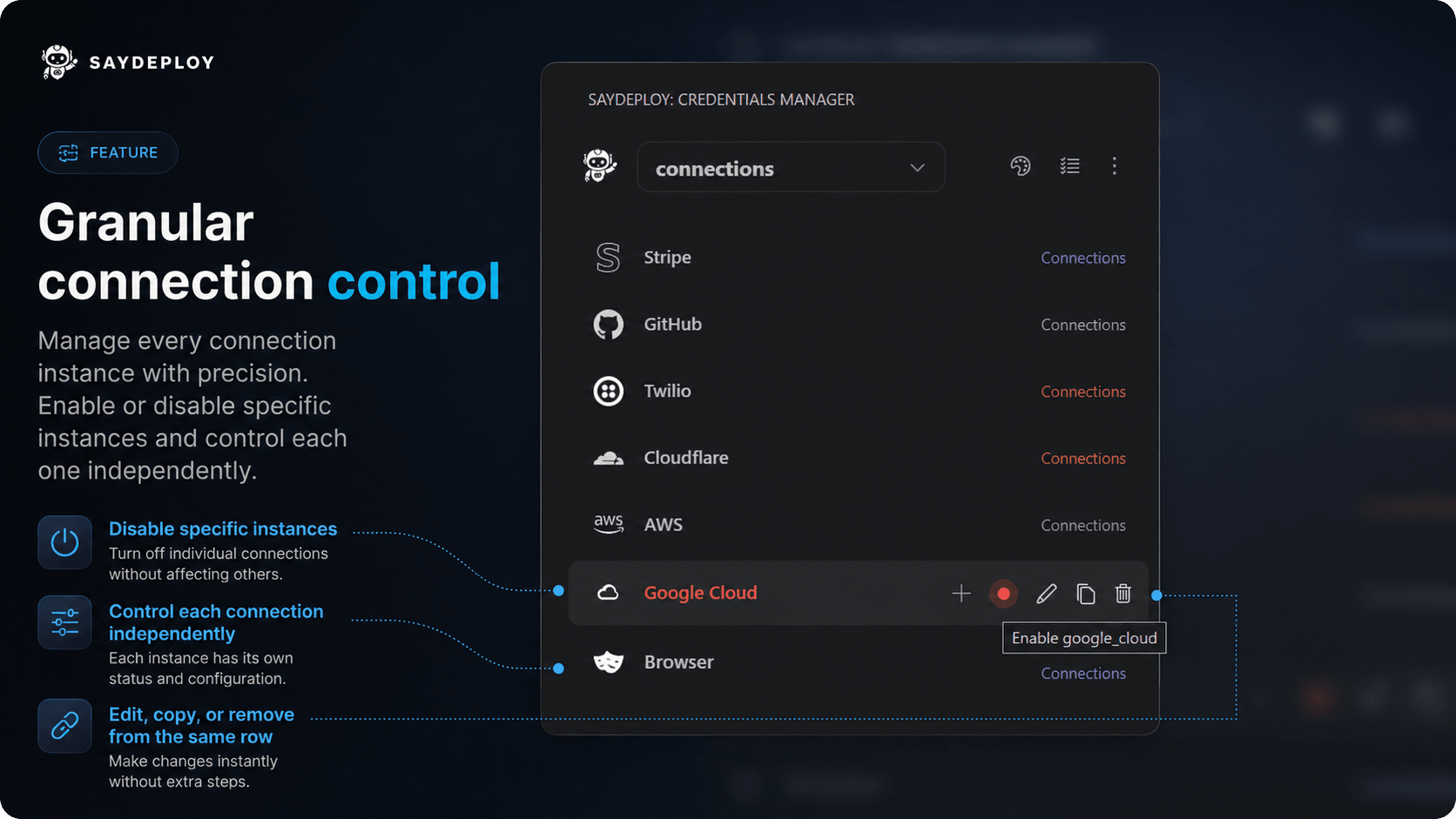 Granular connection control