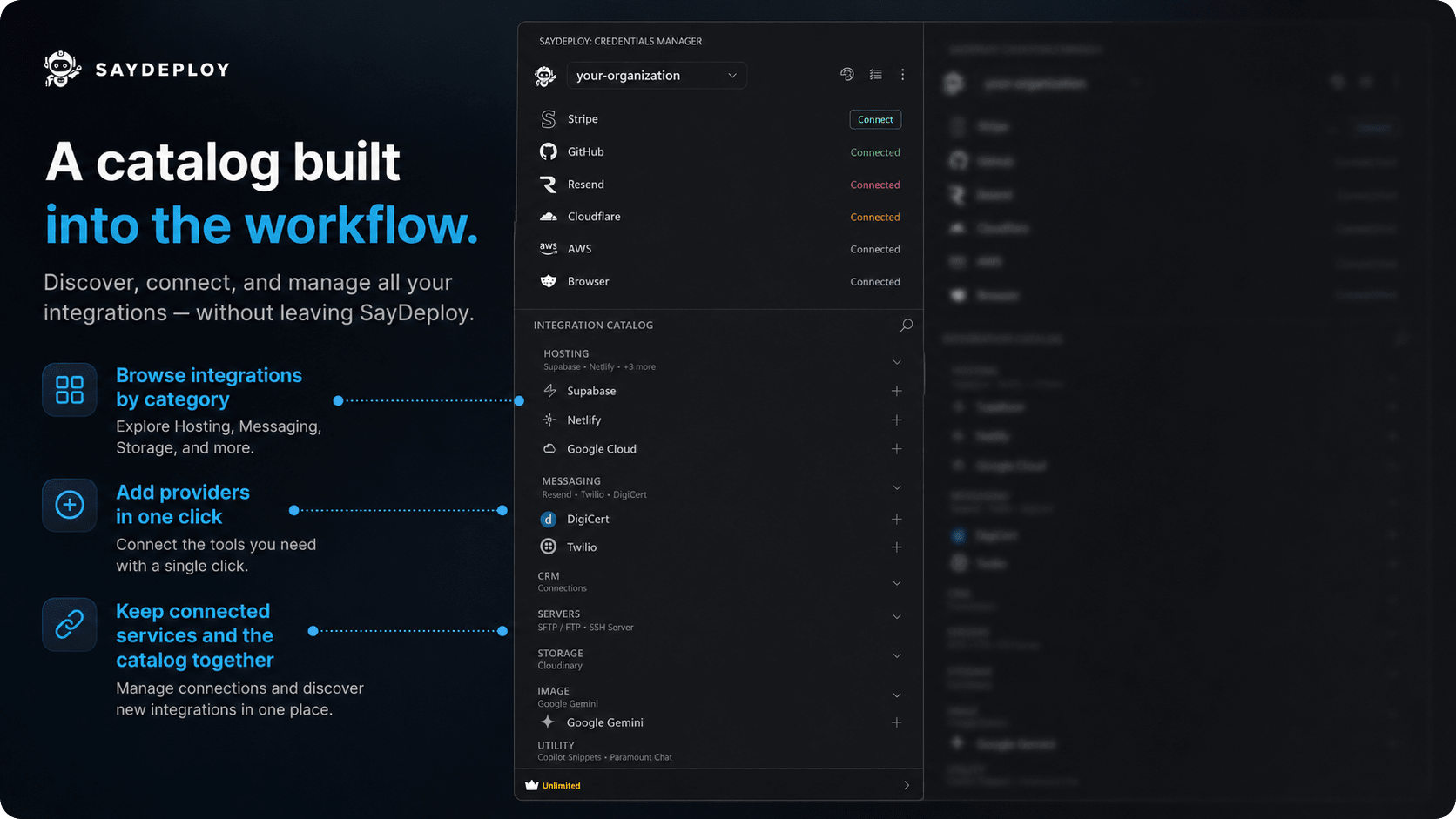 A catalog built into the workflow