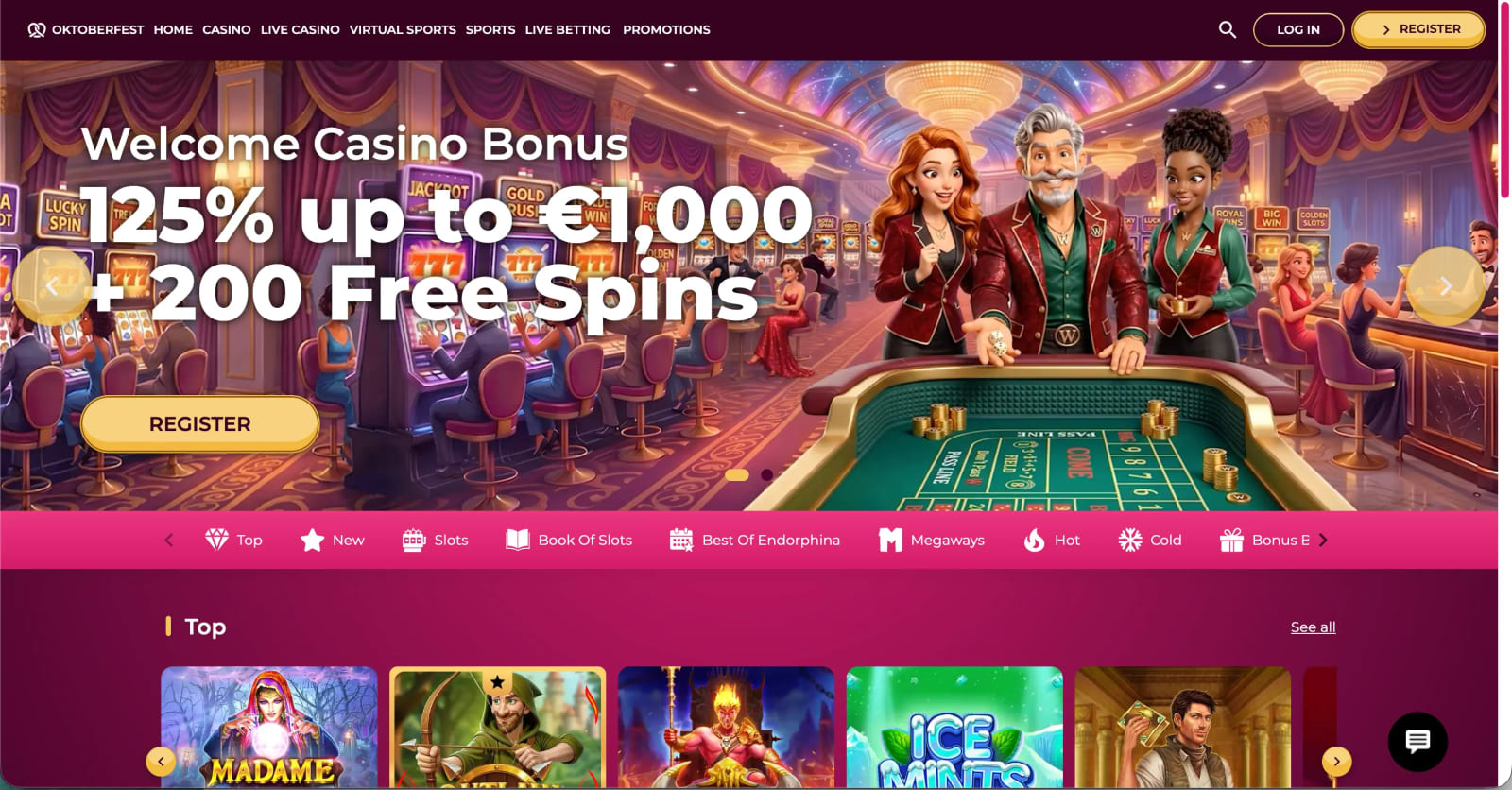 Winolot casino and sportsbook homepage