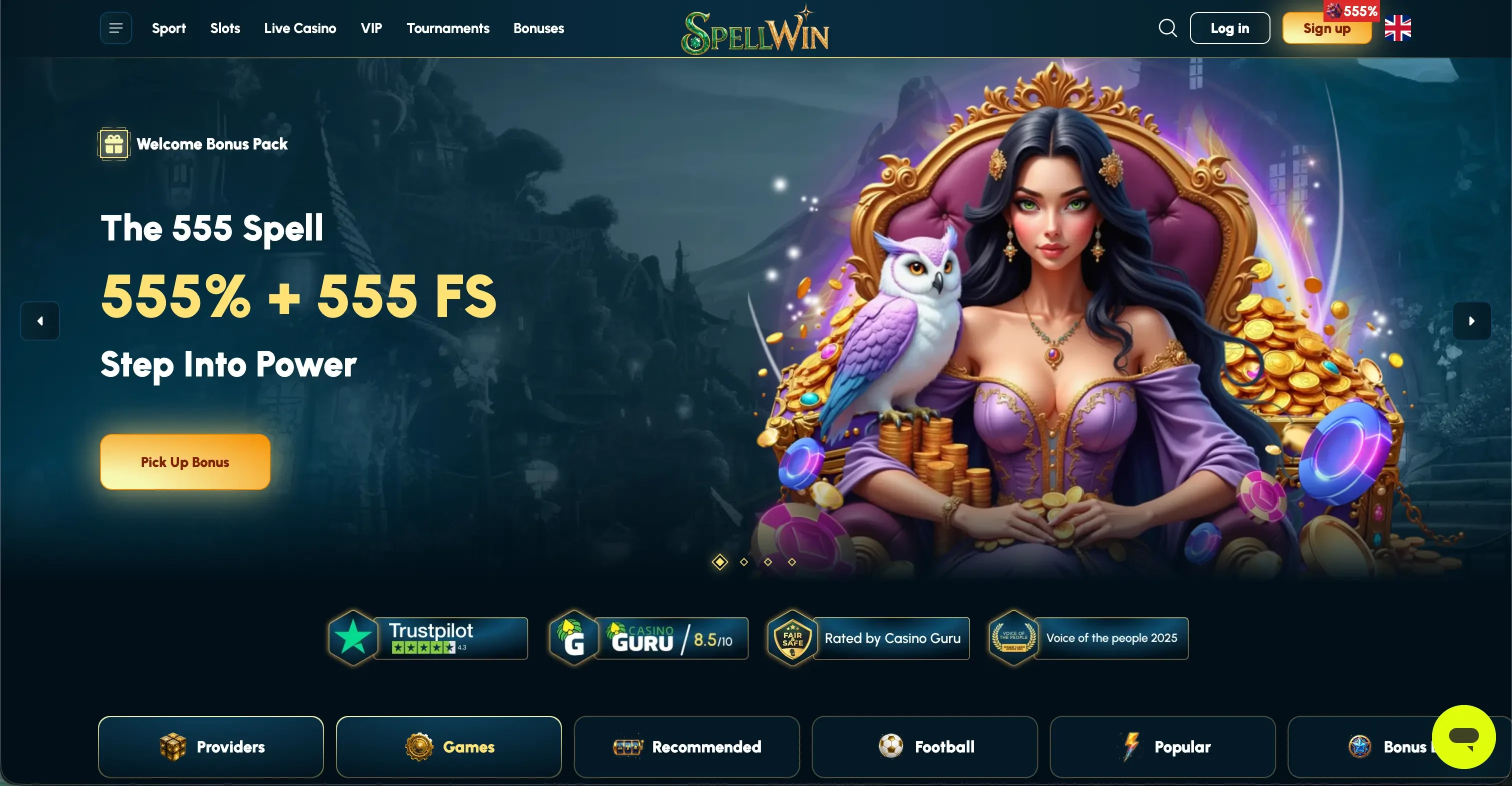 Spellwin Casino-Seite