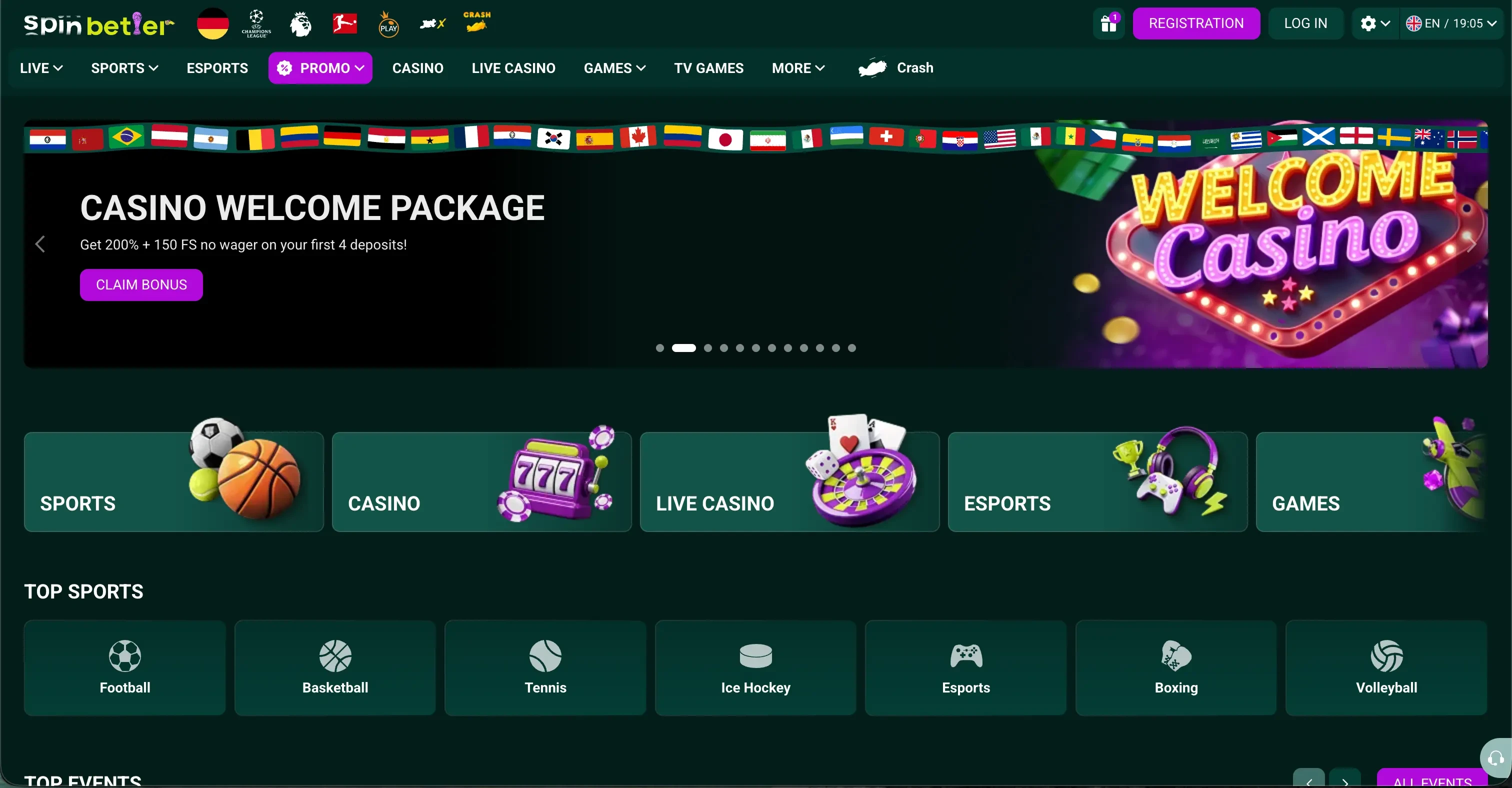Spinbetter Casino-Seite