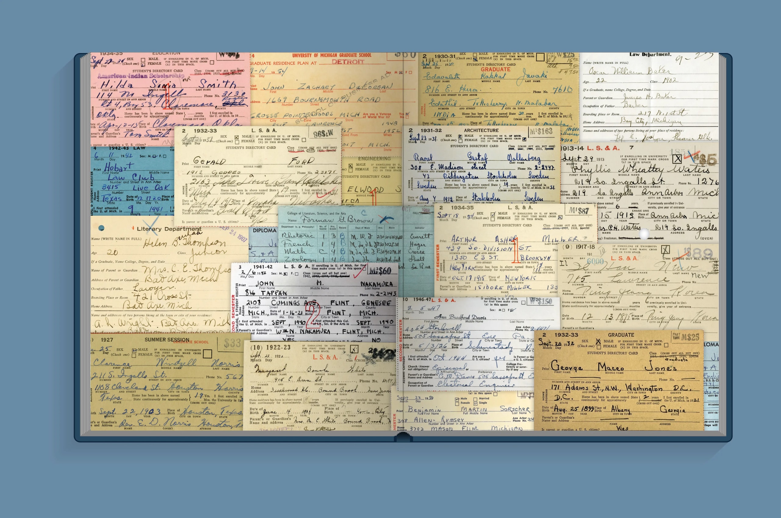 A collection of historical documents and forms