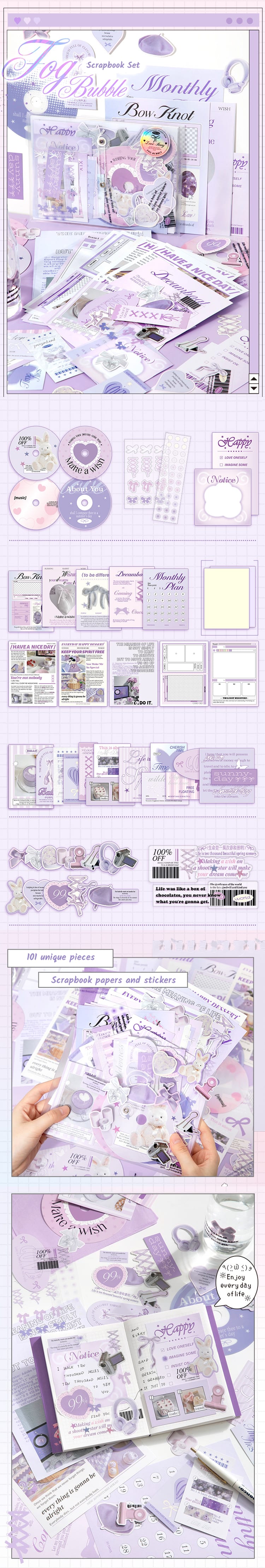 Mist Bubbles – Korean Collage Scrapbook Paper Set (101 pcs)