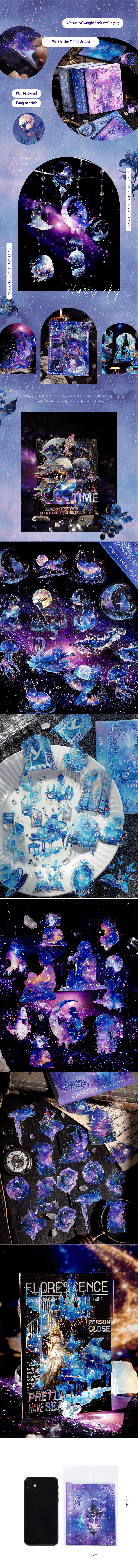 Starry Sky Secret Realm Series – Ice Crystal PET Stickers (20 pcs per Pack)
