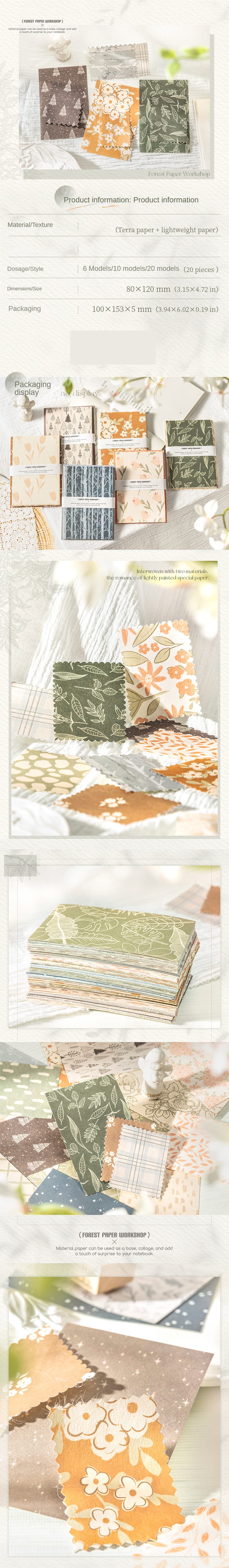 20pcs Mori Paper Workshop Series European Garden Collage Decorative Material Paper