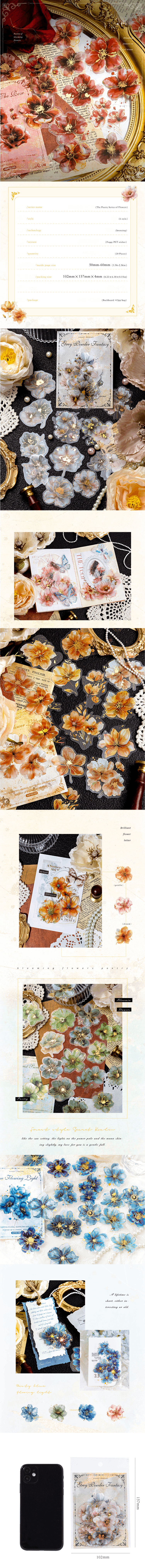 Candy Poetry Series – Matte Hot-Stamped PET Sticker Pack (20 pcs)