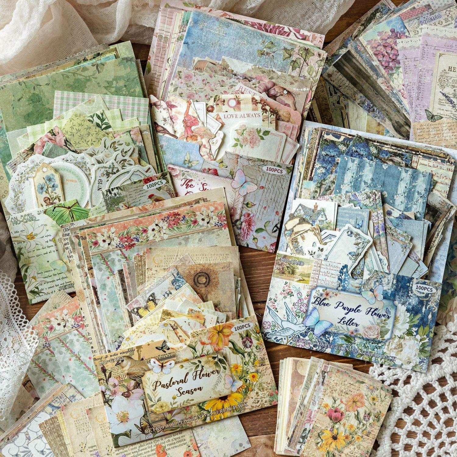 100pcs Loose-Leaf Rustic Post Office Series Vintage Journal Decoration Papers