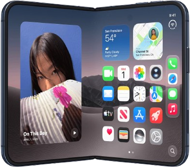 iPhone Duo shown closed, open and partially folded
