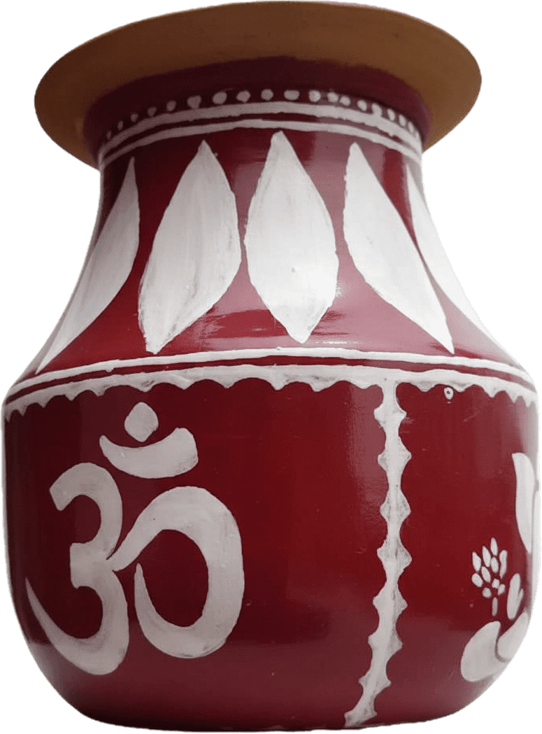 Aipan Art Sacred Om Kalash - Traditional Hand-Painted Decor