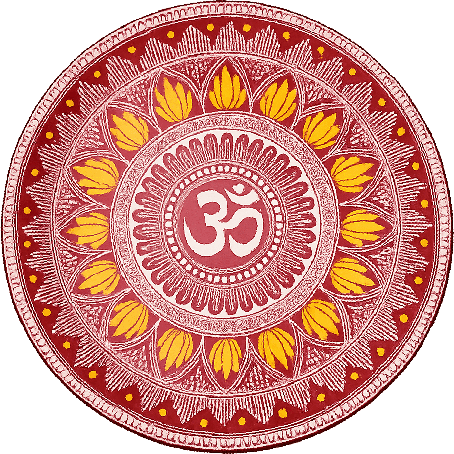 Aipan Art Steel Puja Thali with Om and Lotus Motifs