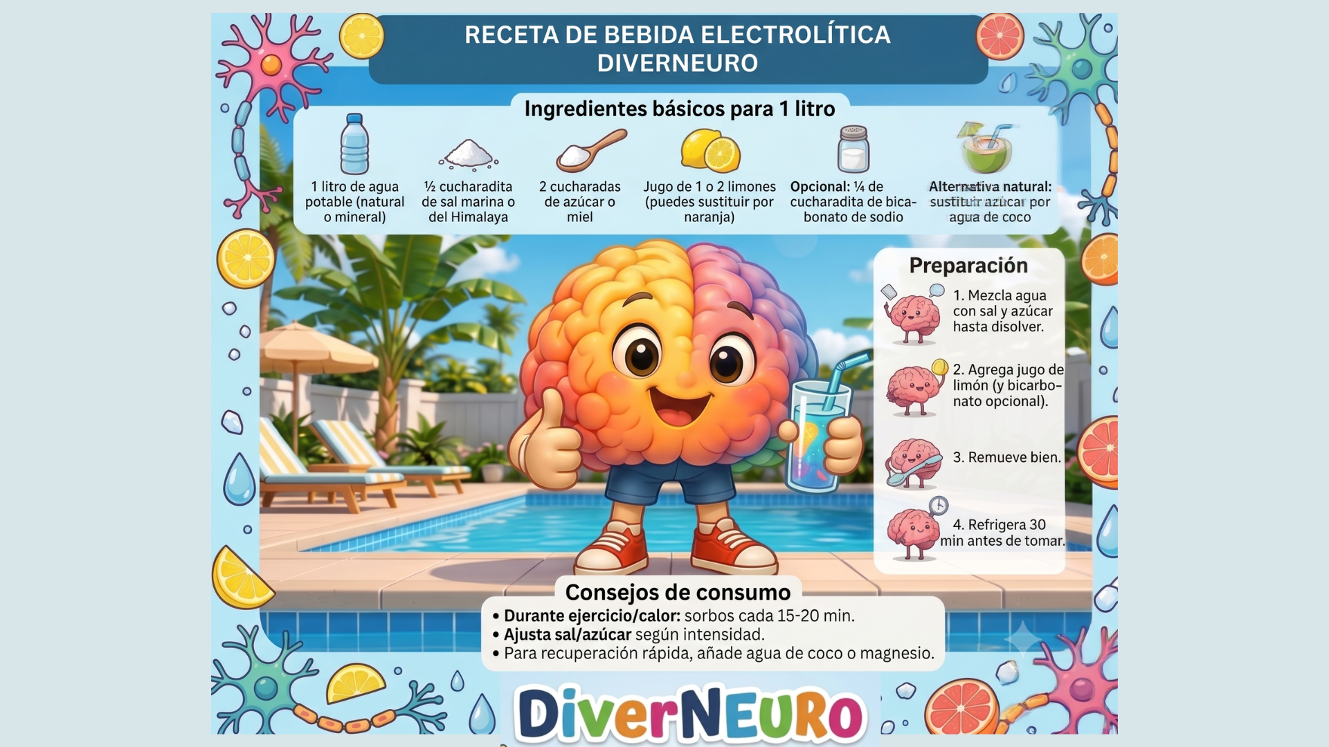 BEBIDAS CON ELECTROLITOS: un aliado sencillo para cuidar el cerebro en olas de calor