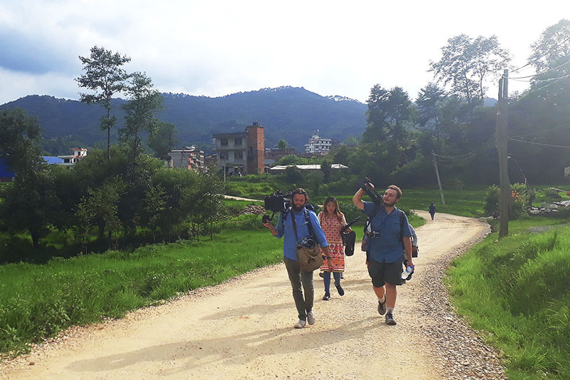 Filming solar projects, Nepal