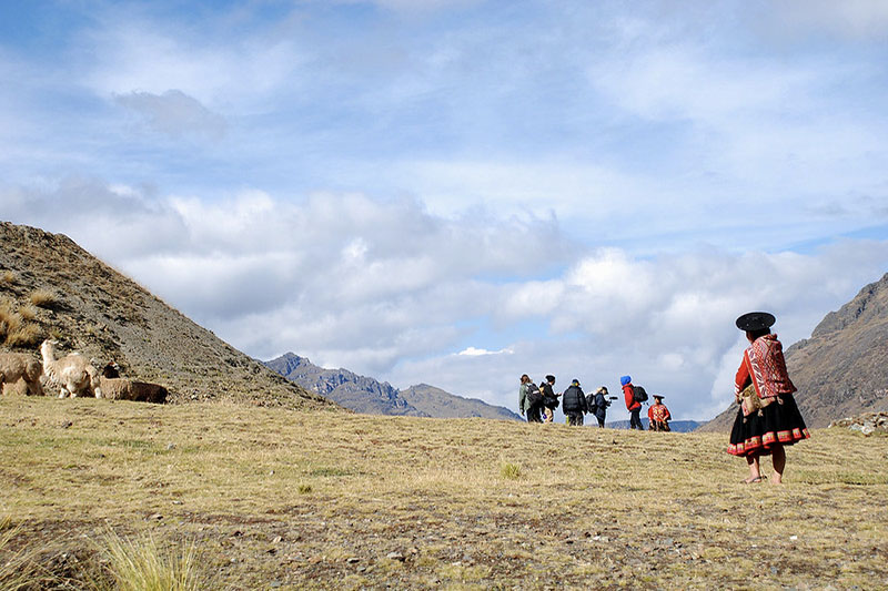 Filming with indigenous sheep herders, Peru