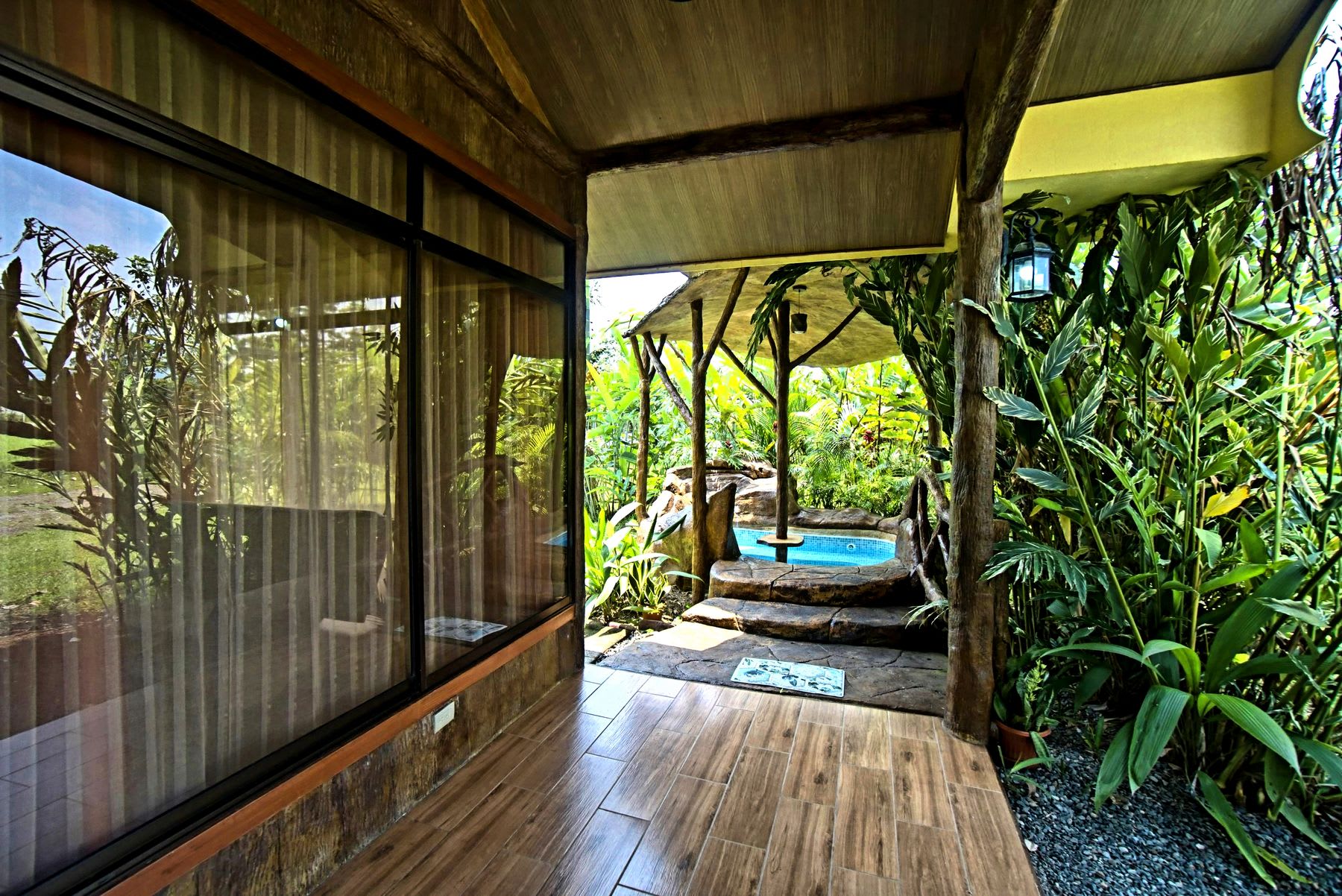 Private jacuzzi seen from the villa porch.