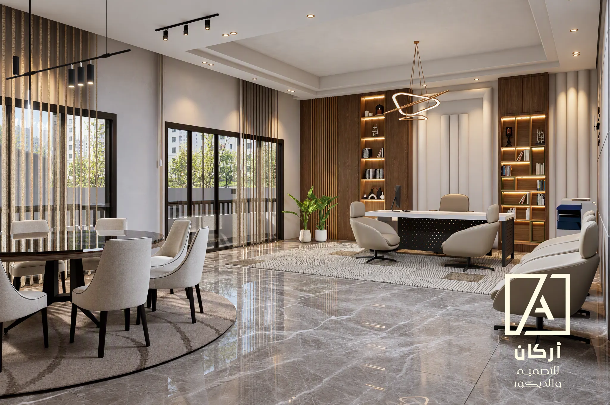 تصميم مكتب إداري بطابع عصري فاخر