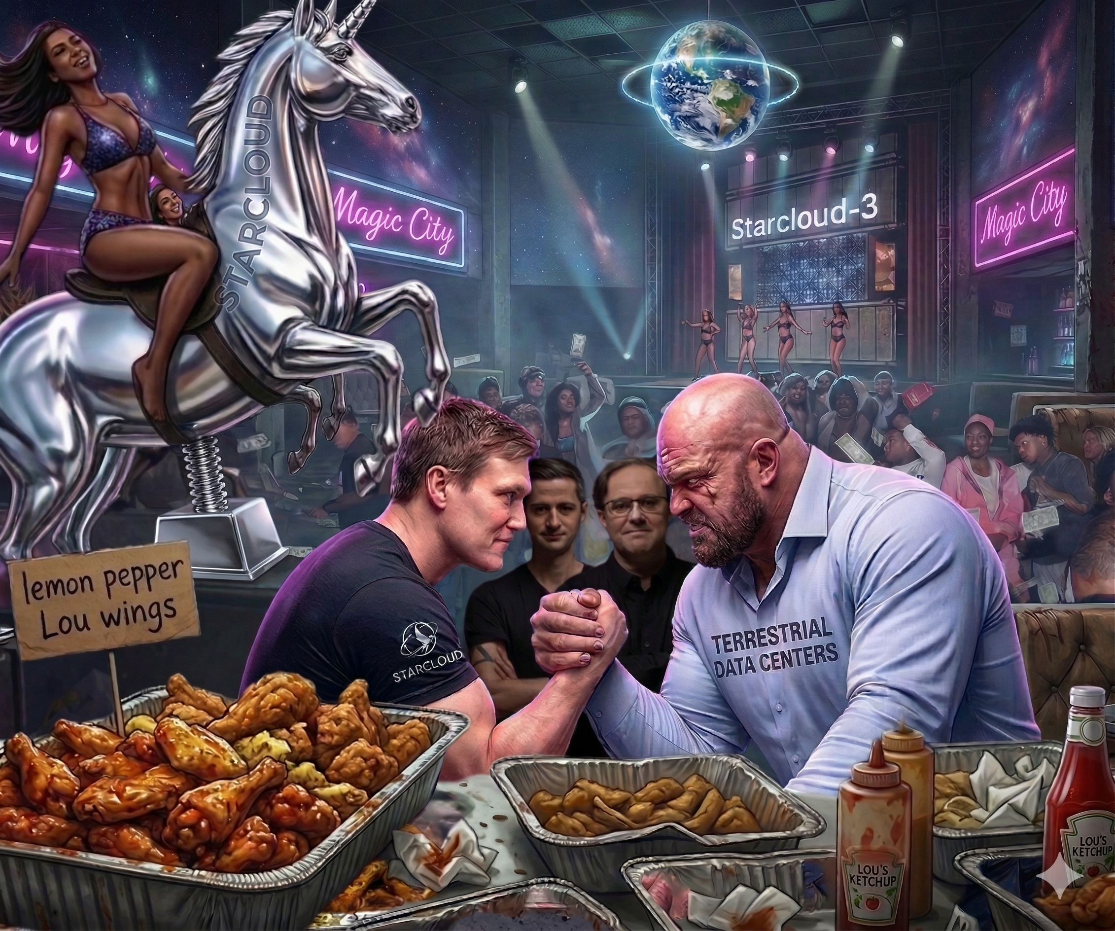 Starcloud Unicorn Interior of Magic City Arm Wrestling for Lemon Pepper Lou Wings