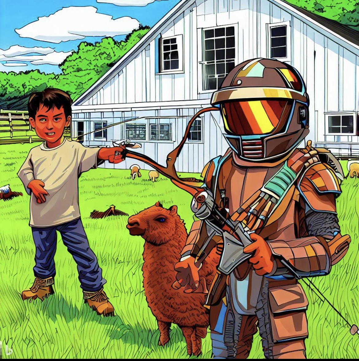 The Armored Guardian, the Young Archer, and the Woolly Beast