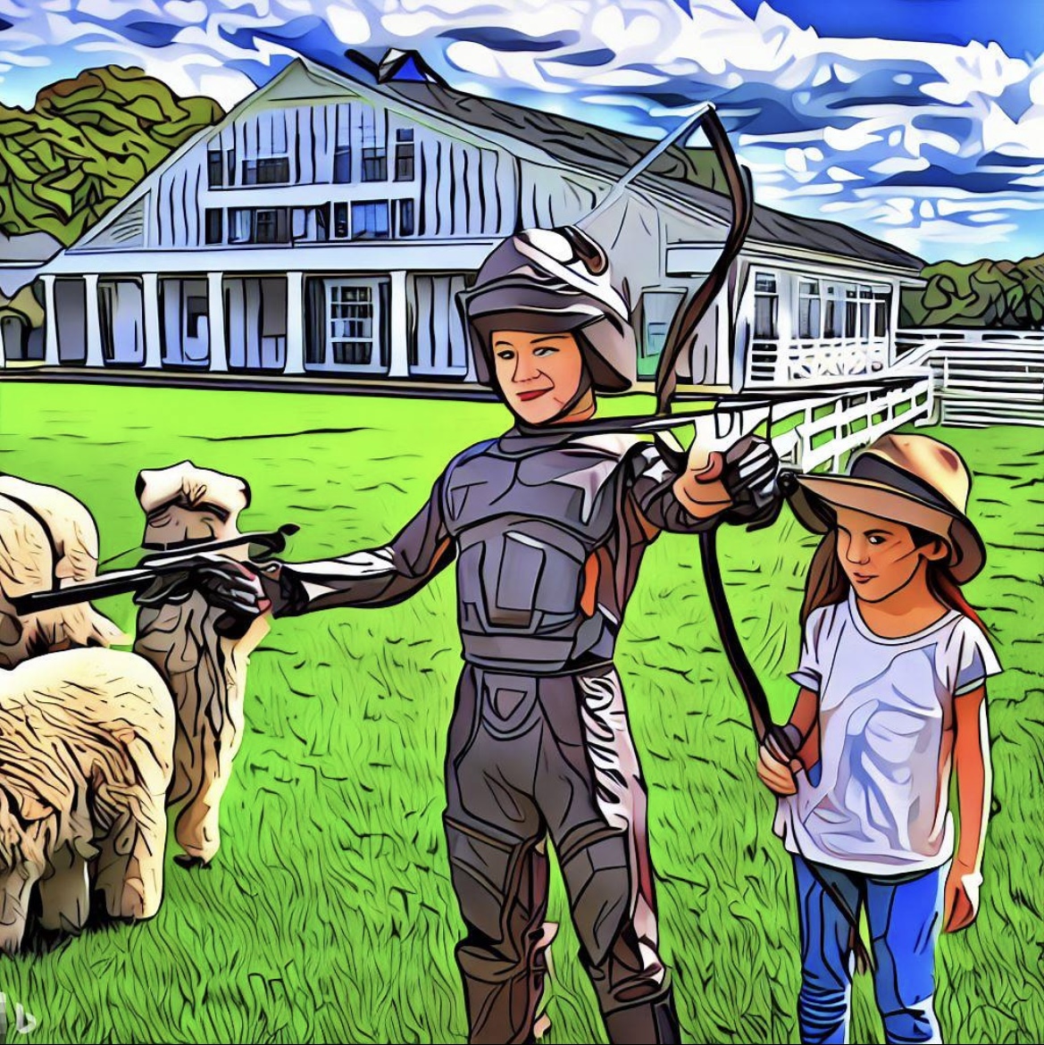 The Armored Guardian and Young Archer on Patrol