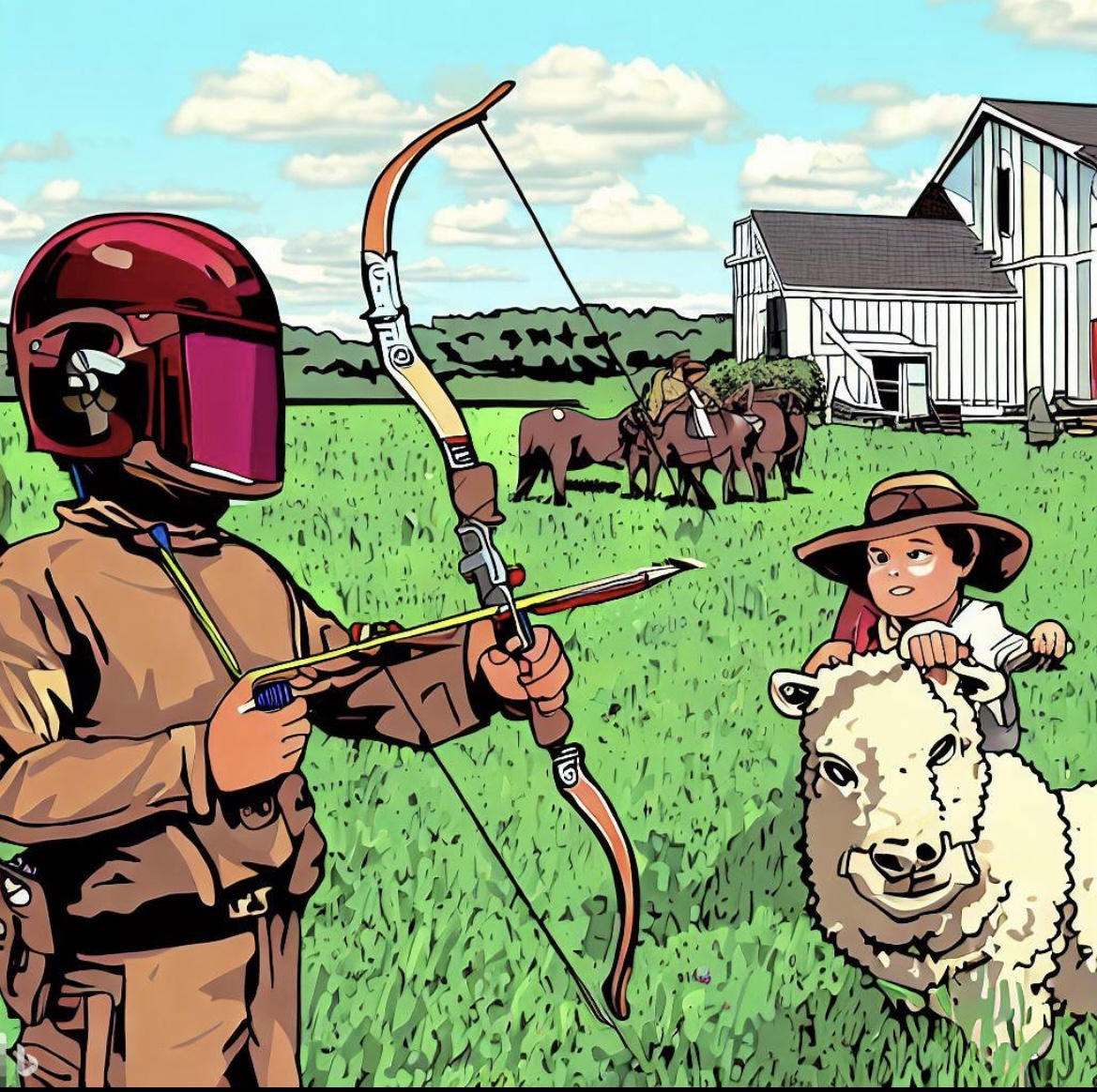 The Young Archer and the Crimson-Helmed Guardian