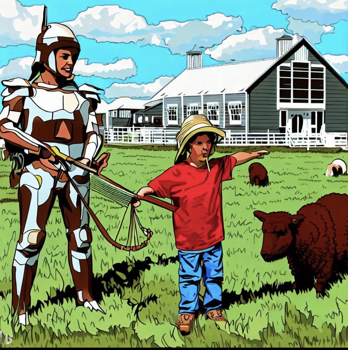 Blue Brown and White