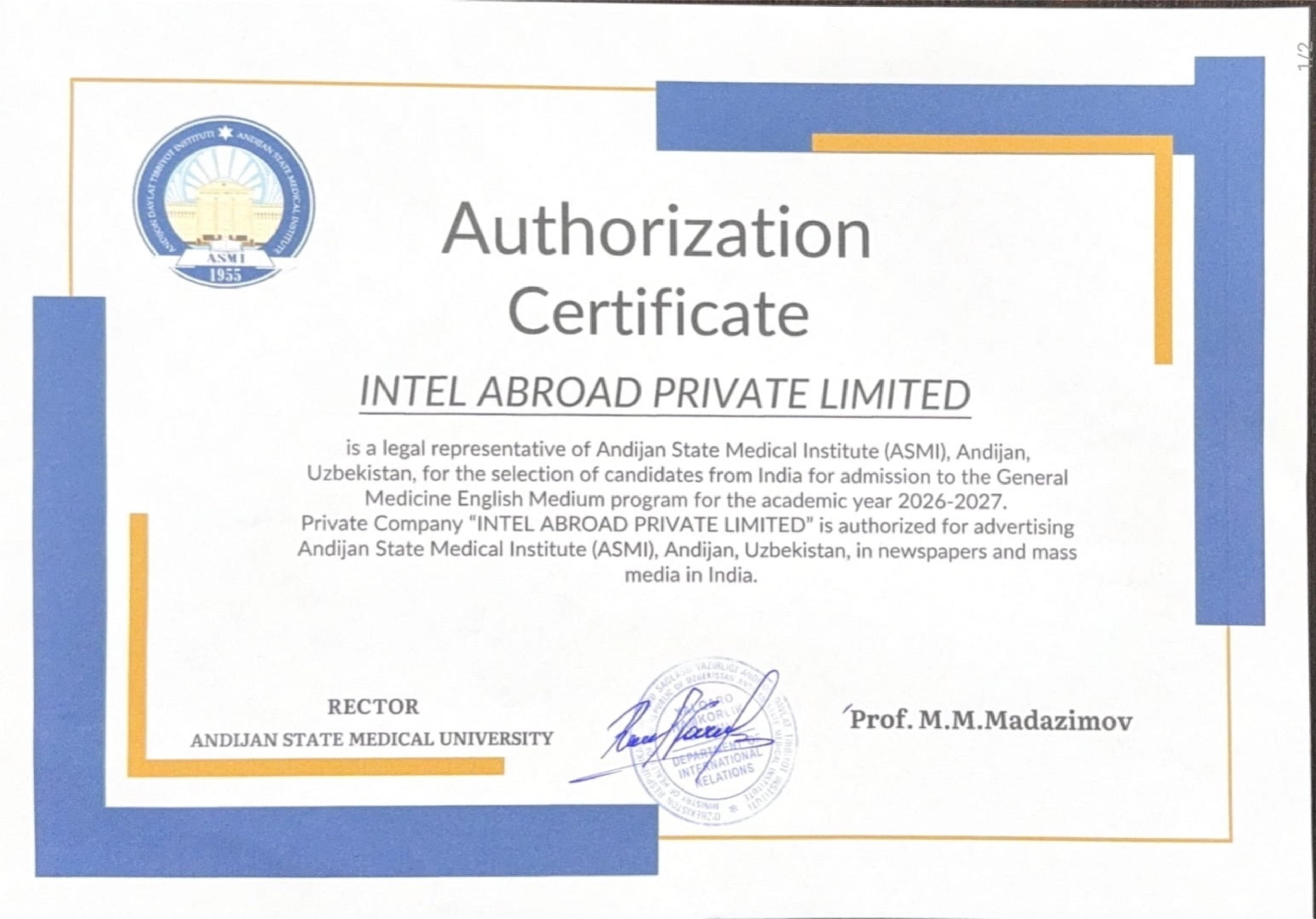 MBBS in Uzbekistan: IntelAbroad is now an Official representative of Andijan State Medical Institute