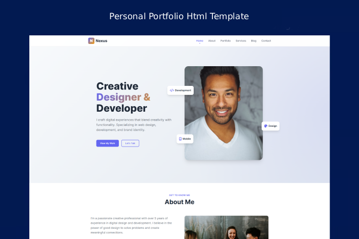 Nexus - Premium Static Portfolio Website Template - HTML, CSS, JS
