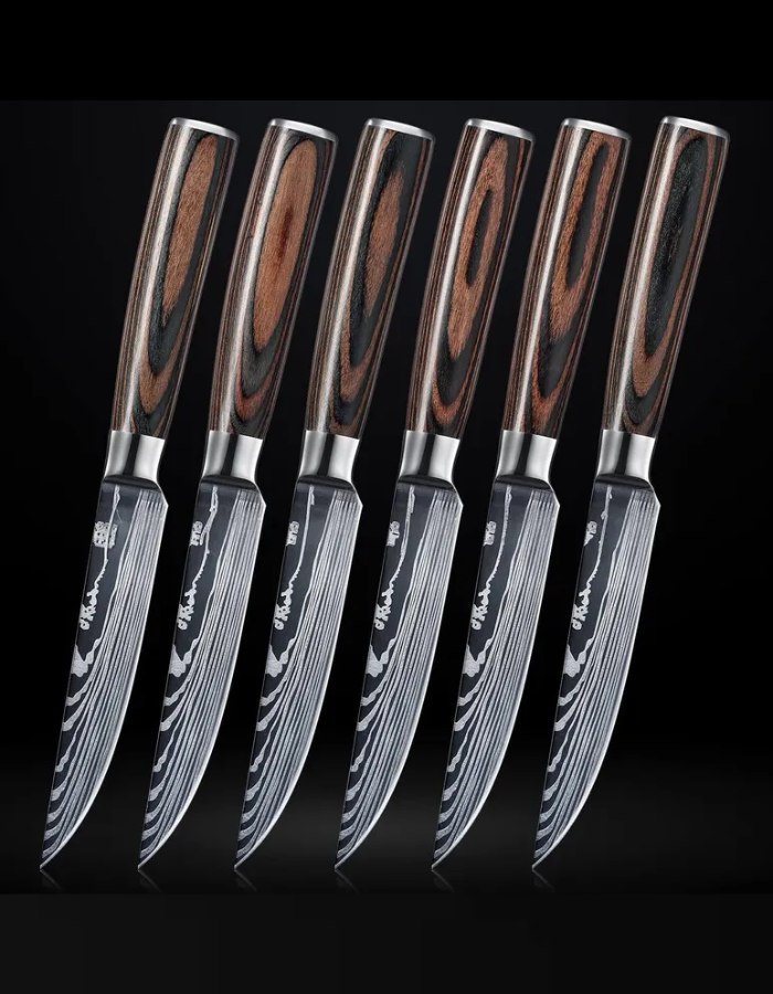 Wooden Handle Steak Knife Set (Set of 6)