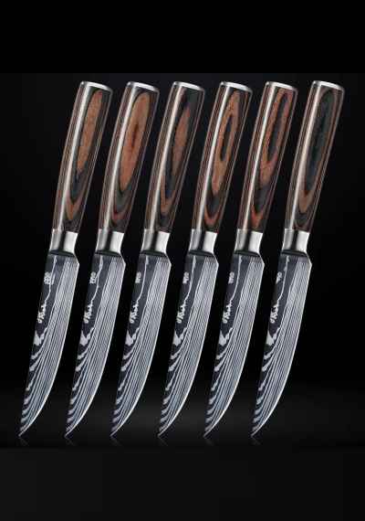 Wooden Handle Steak Knife Set (Set of 6)