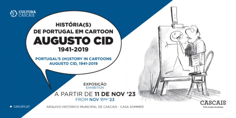 Exposição "História(s) de Portugal em Cartoon: Augusto Cid, 1941-2019" banner