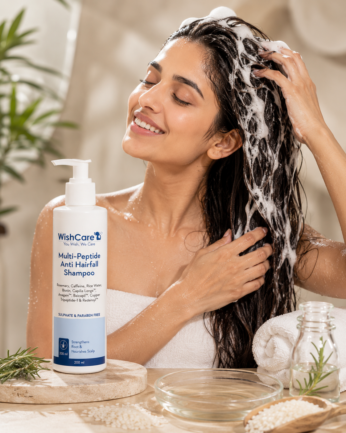 WishCare Multi-Peptide Hair Fall Control Shampoo with Biotin & Caffeine for Stronger Hair
