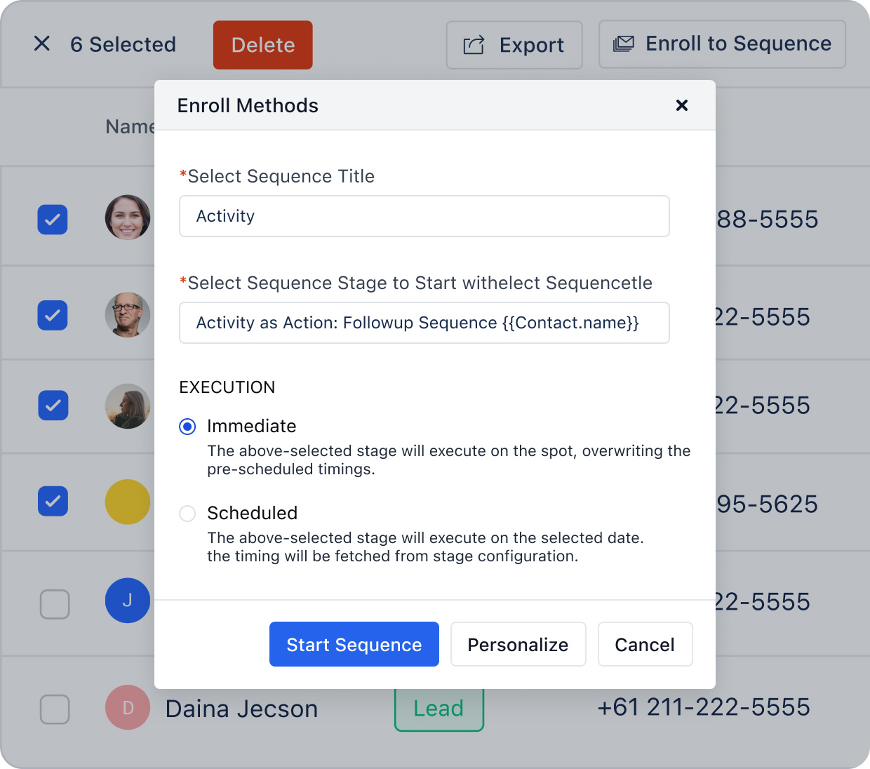 Email sequences - Bulk enroll contacts