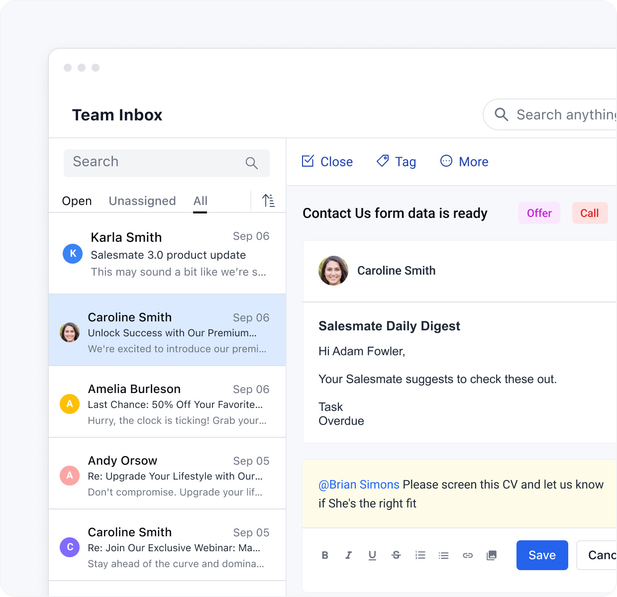 Solve customer queries quickly with team inbox