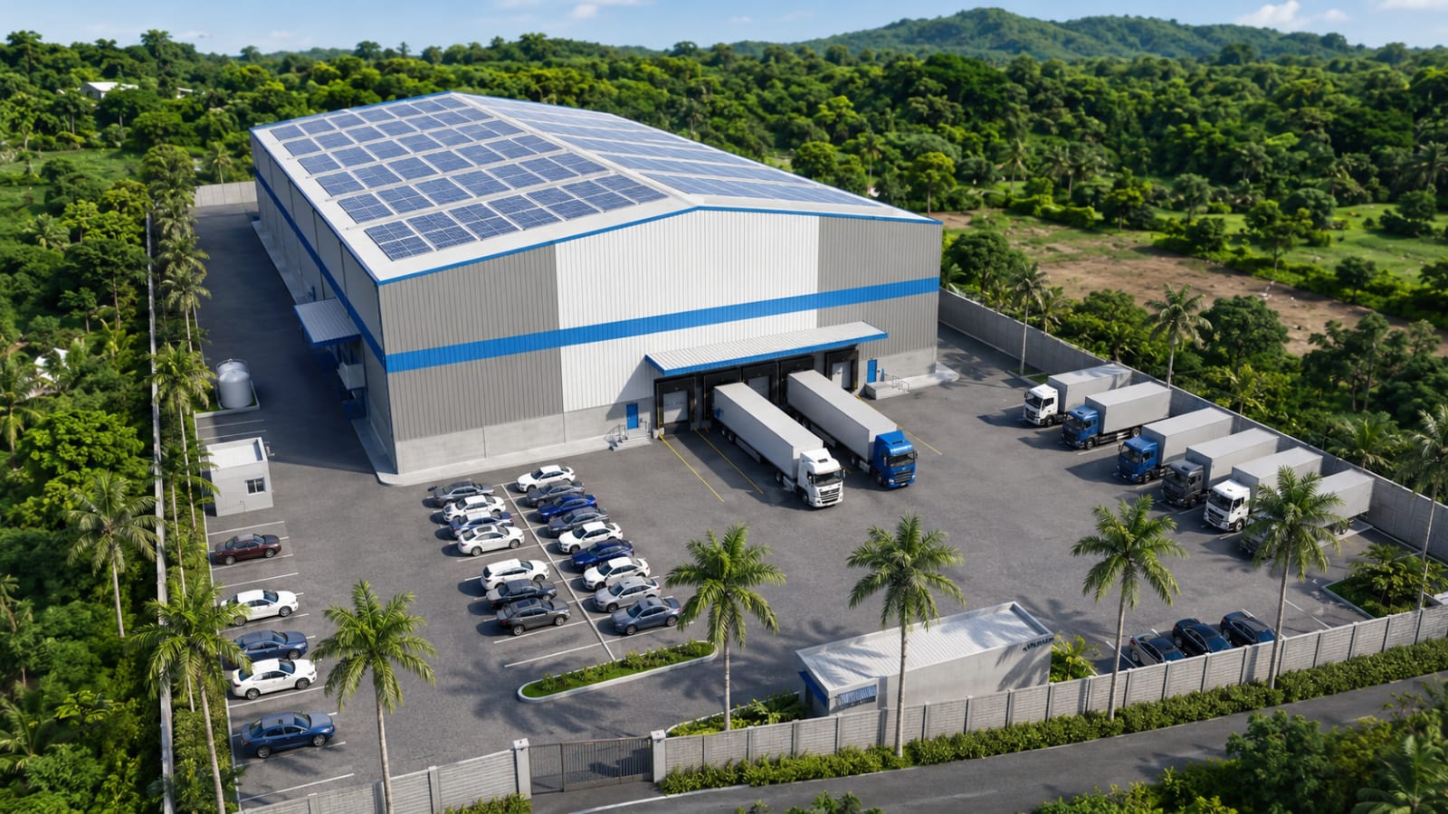 Concepto: bodega industrial con paneles solares