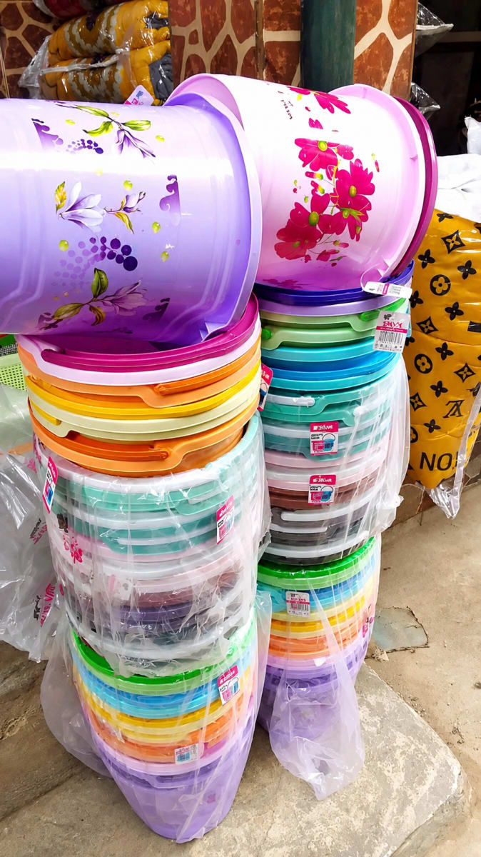 Floral Plastic Bucket