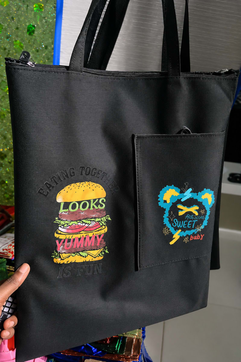 Printed Zipper Tote Bag