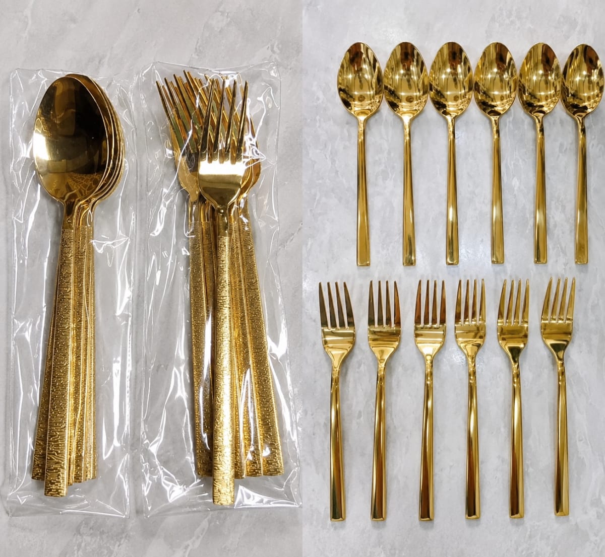 Gold Stainless Steel Spoon & Fork Set